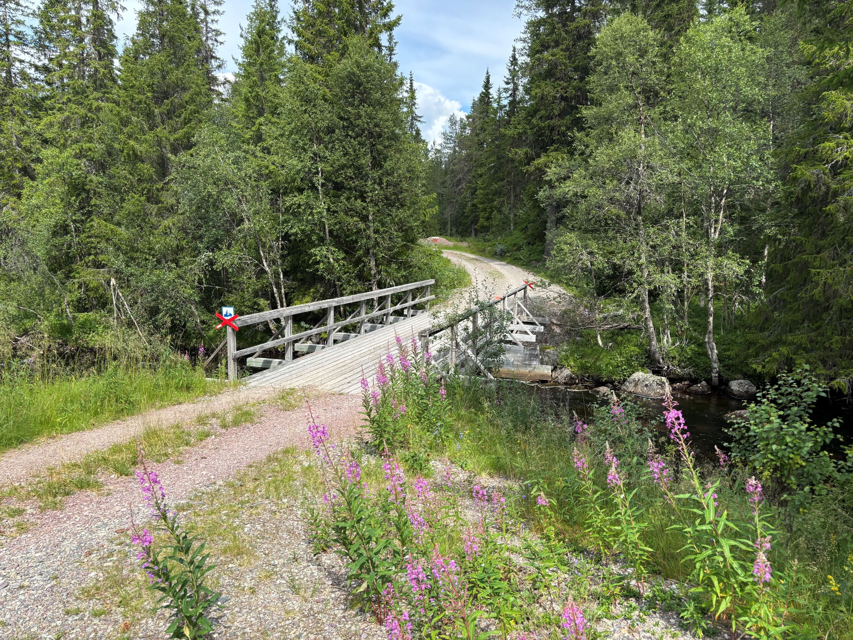 Bil och skoter bron över ån