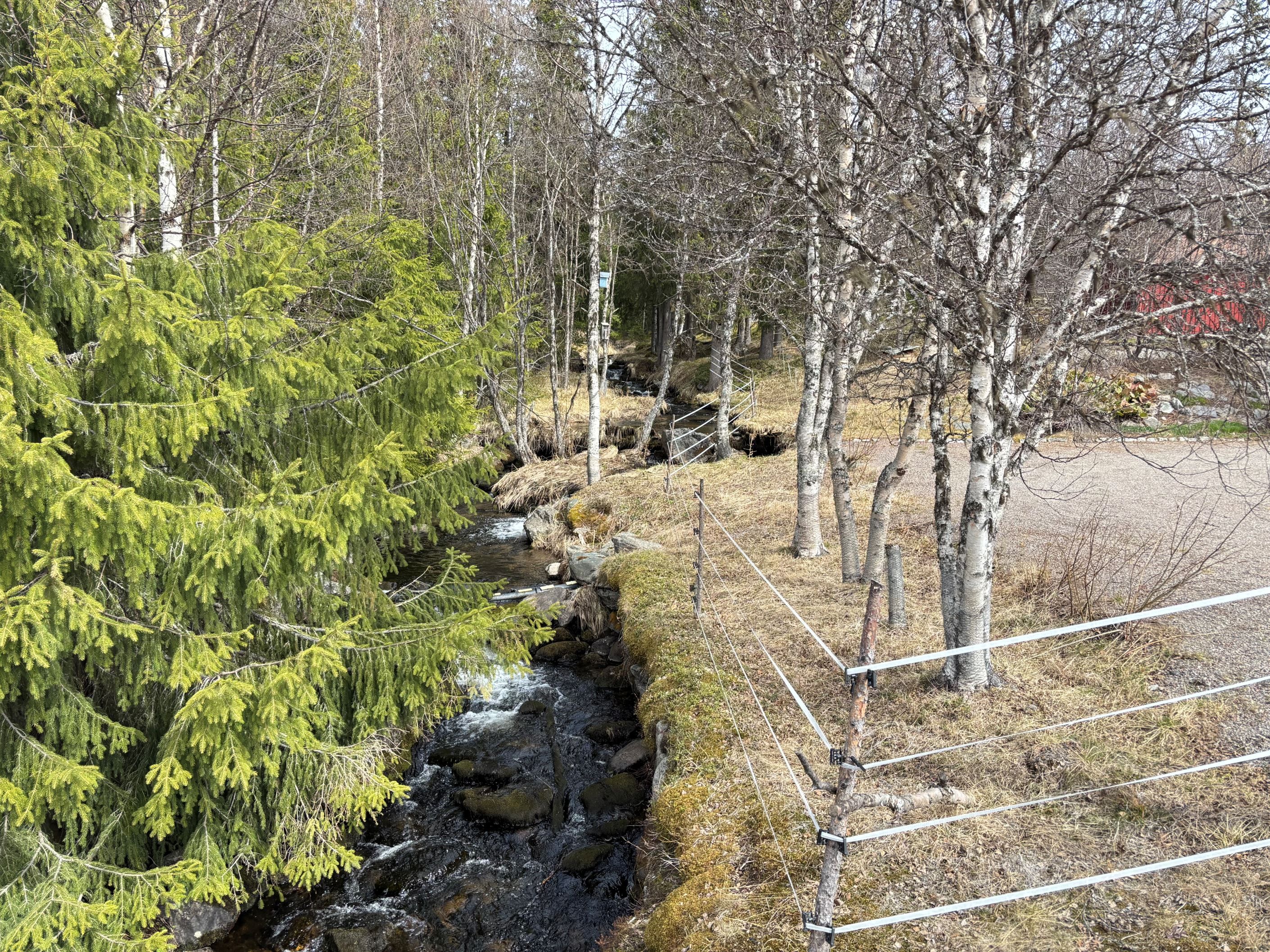 Bäcken rinner i tomtgränsen