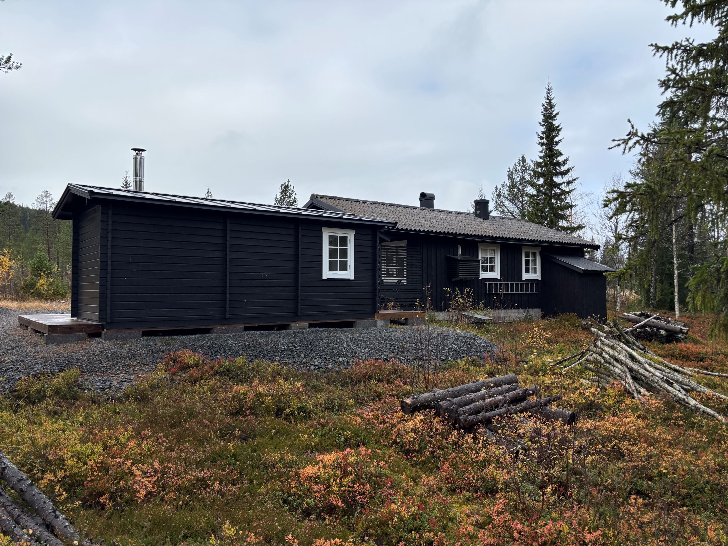 Huset och bastubyggnadens baksida