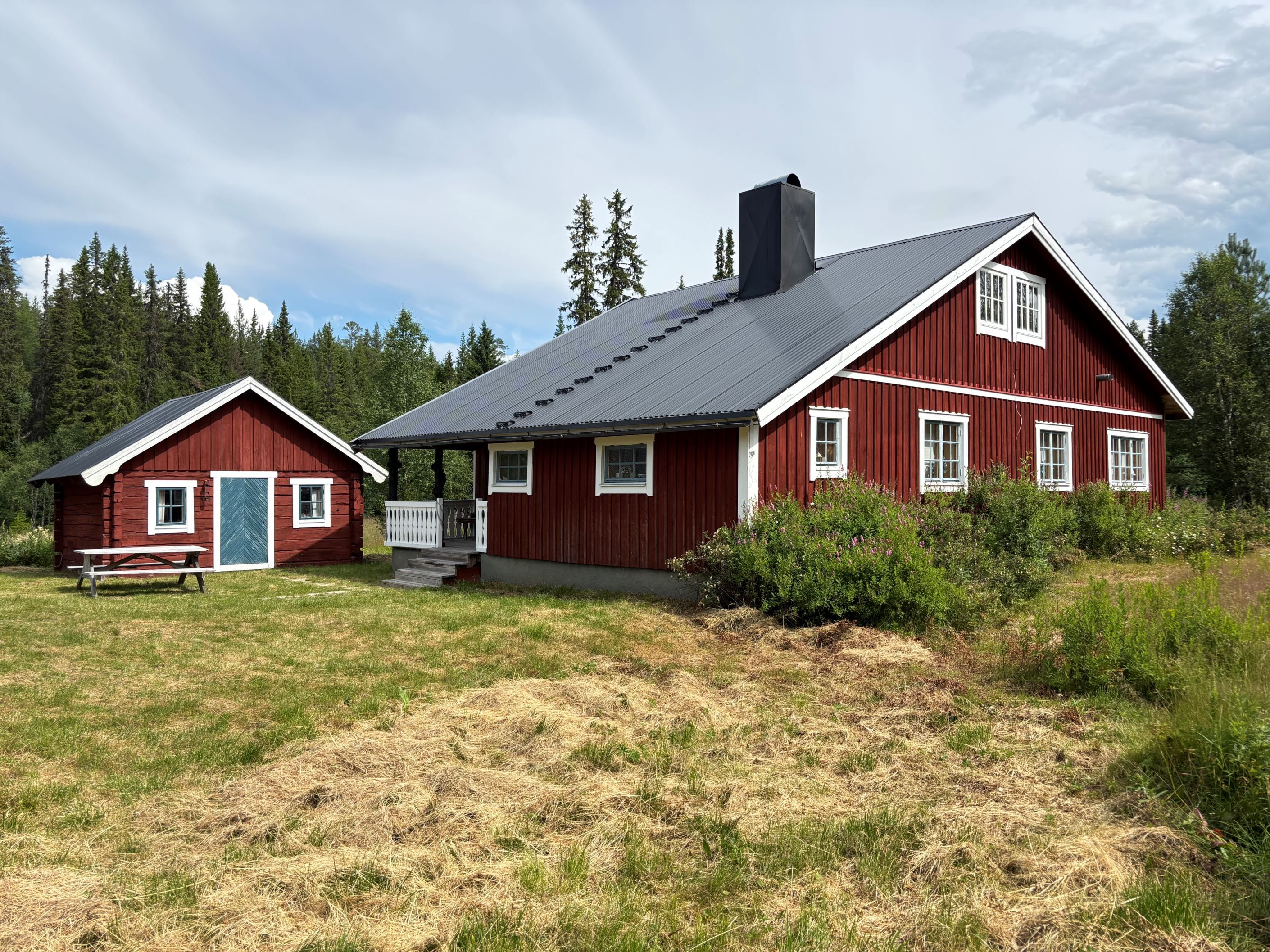 Huset och gäststugan med bastu