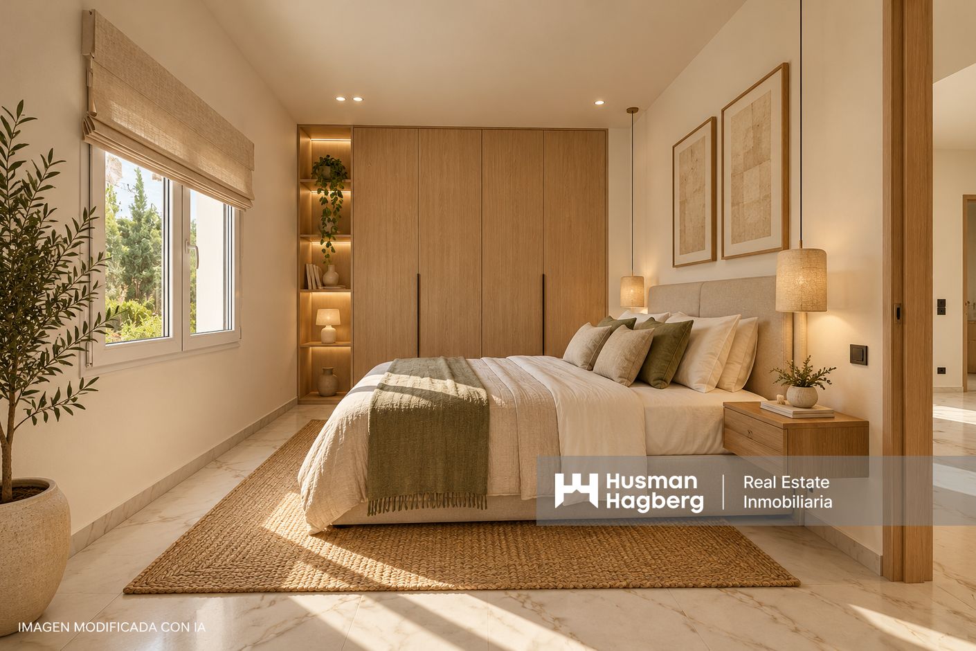 Dormitorio mediterráneo luminoso y acogedor