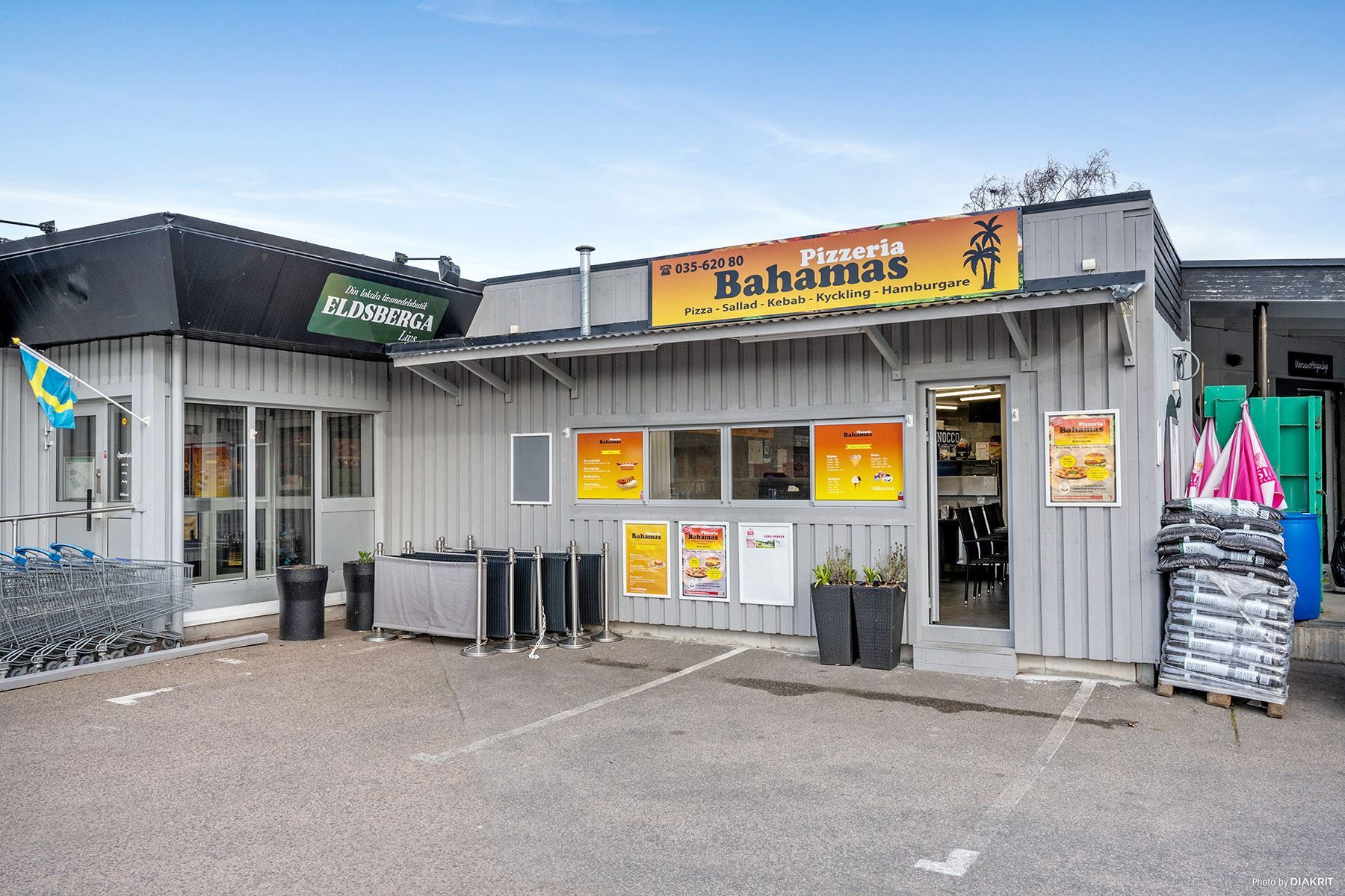 Pizzeria med uteserveringsmöjligheter