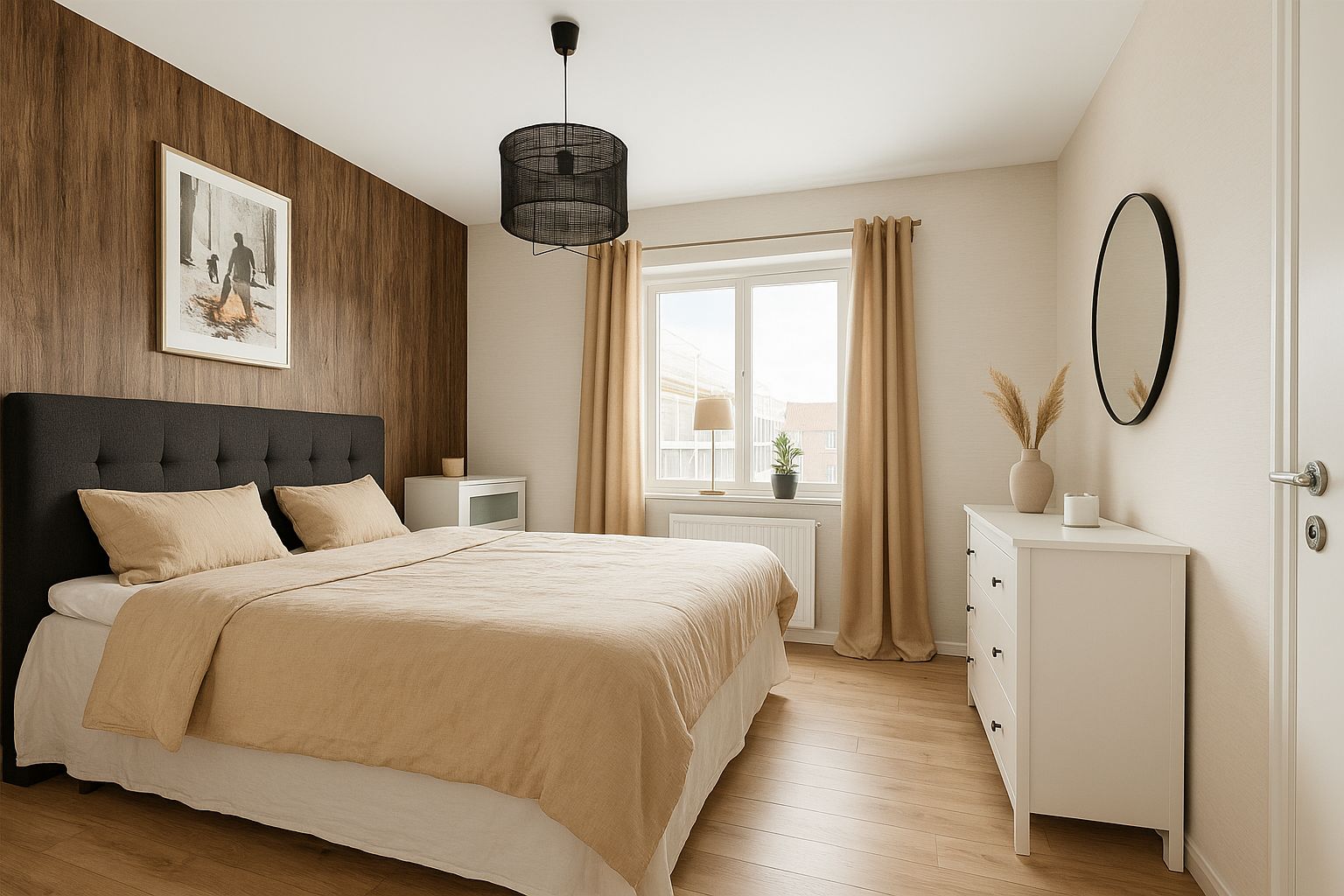 Ljust och luftigt skandinaviskt sovrum