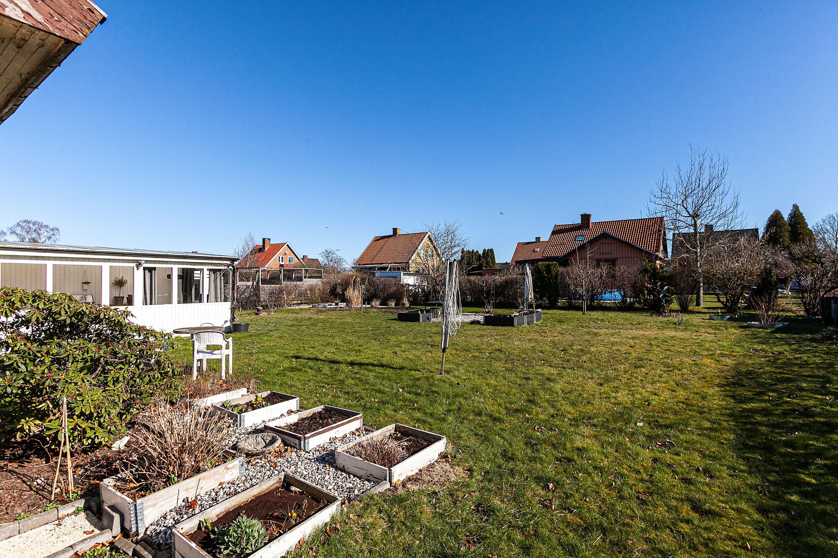 Blomstrande trädgård