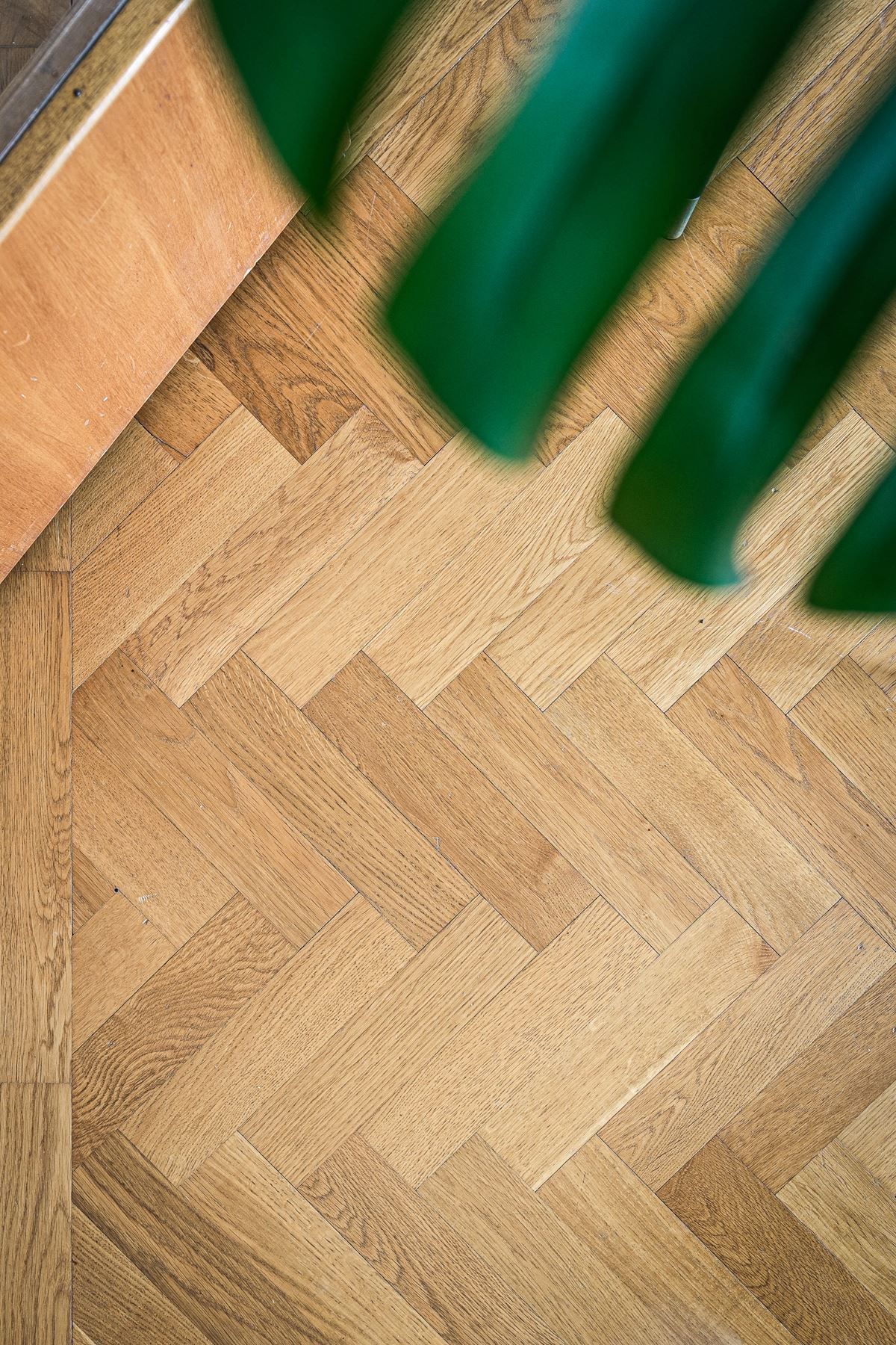 Fiskbensparkett i vardagsrummet