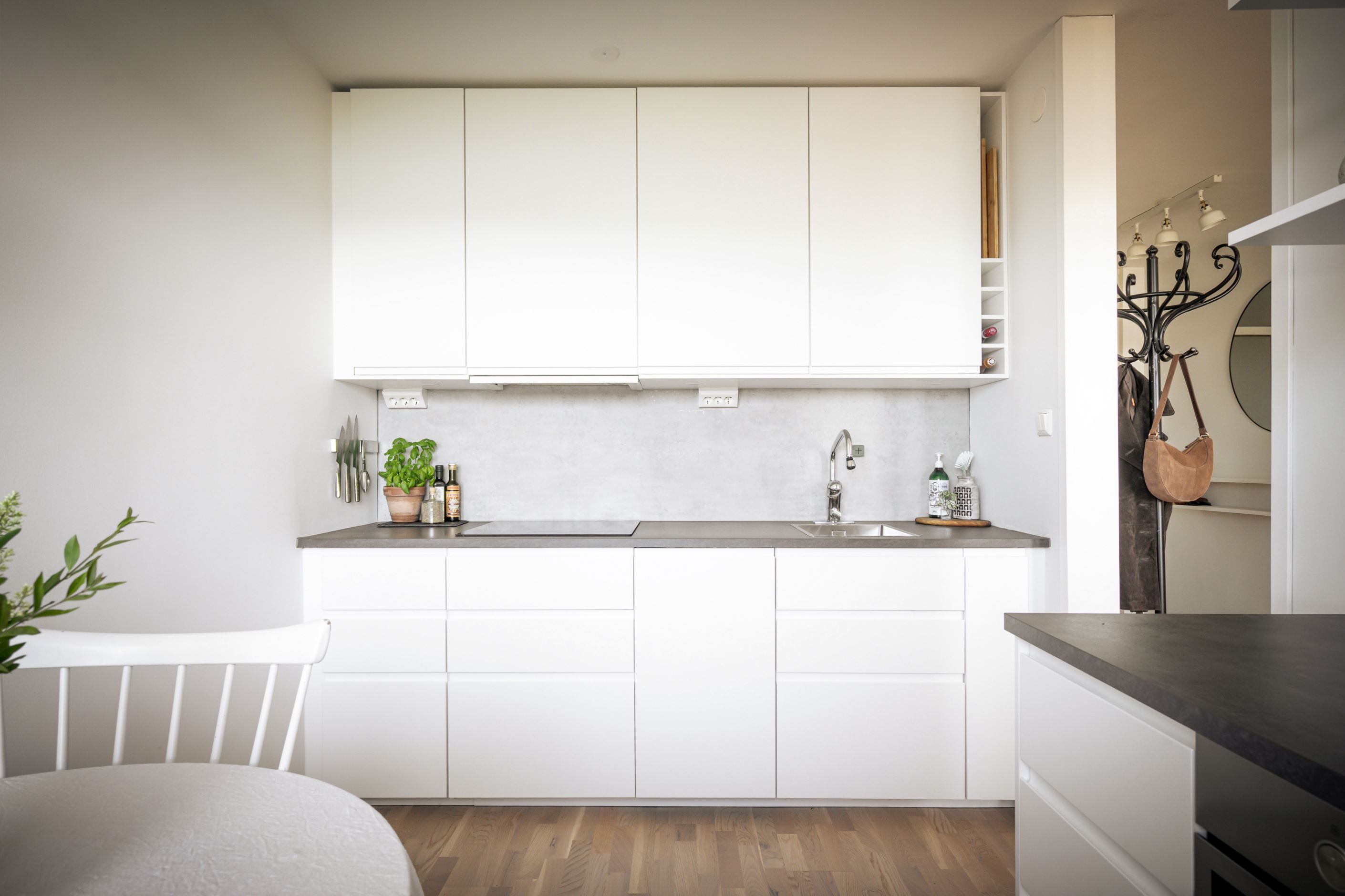 Modernt kök med diskmaskin och induktionshäll