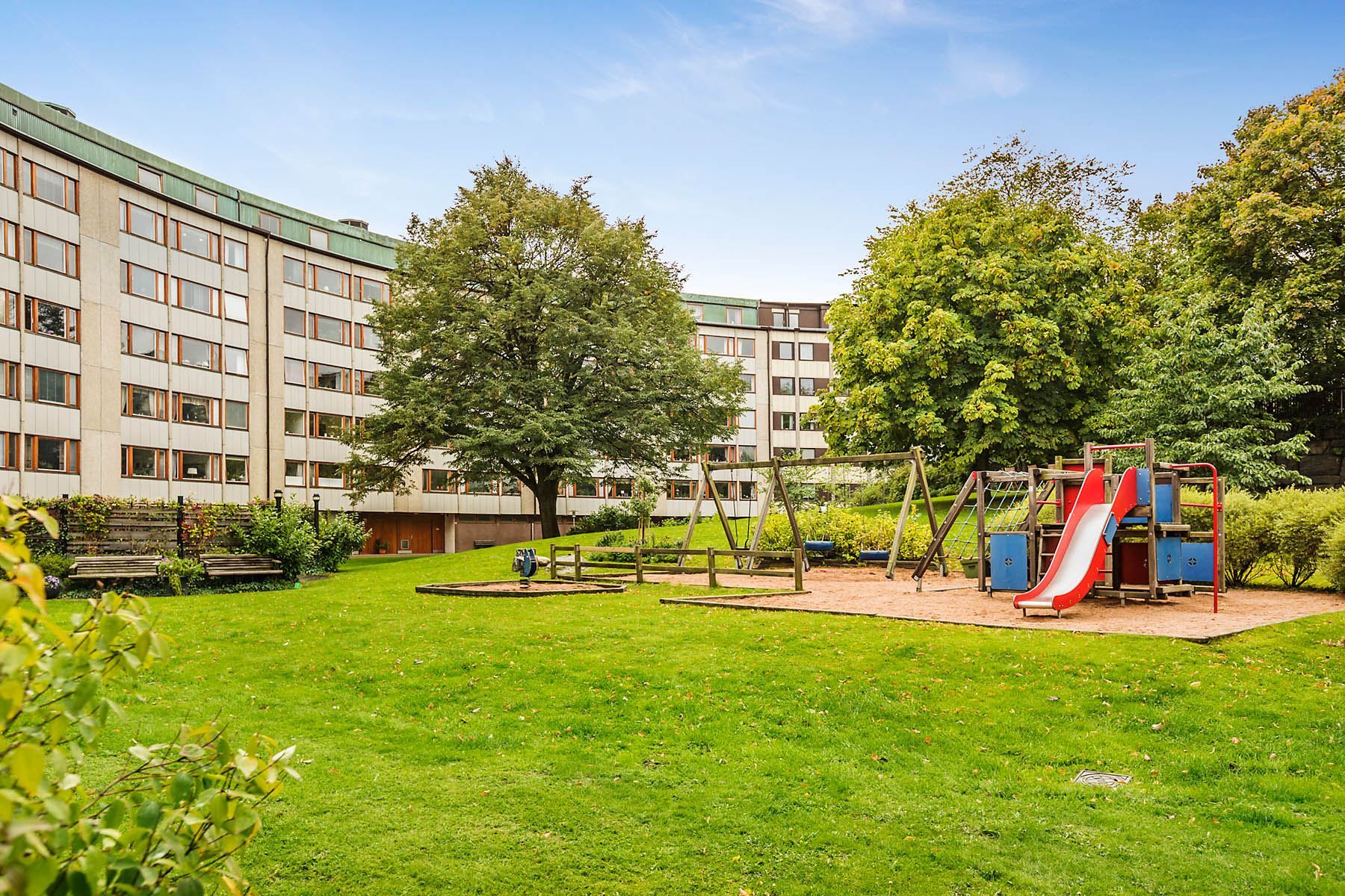 Föreningens härliga innergård, en oas mitt i staden
