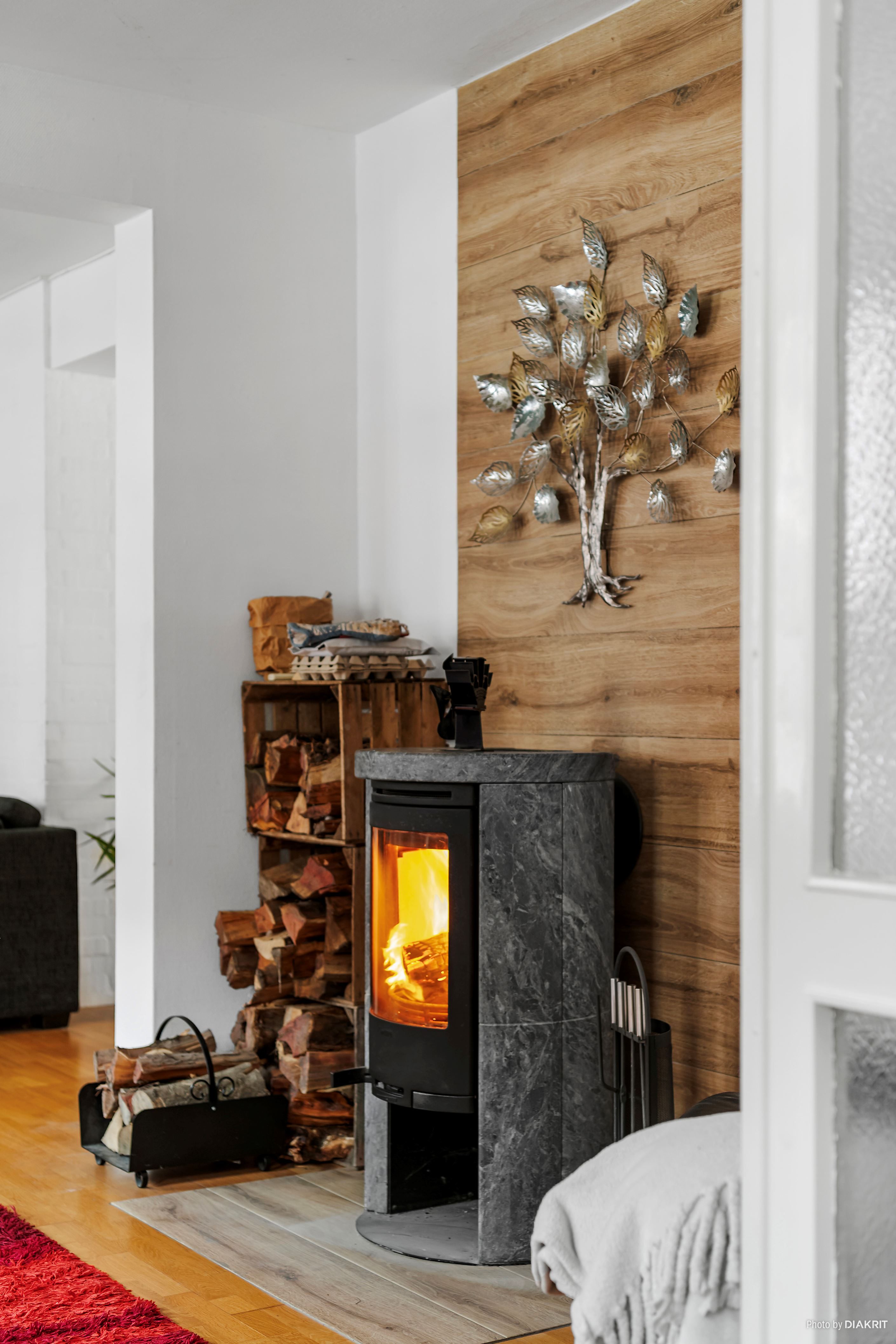 Mysig värmande eldstad