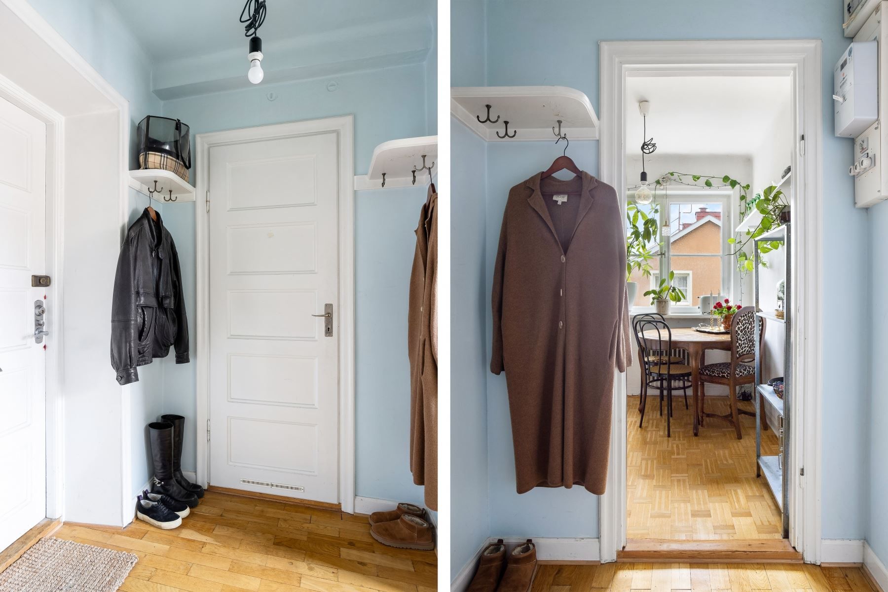 Hallen med hatthyllor från byggåret