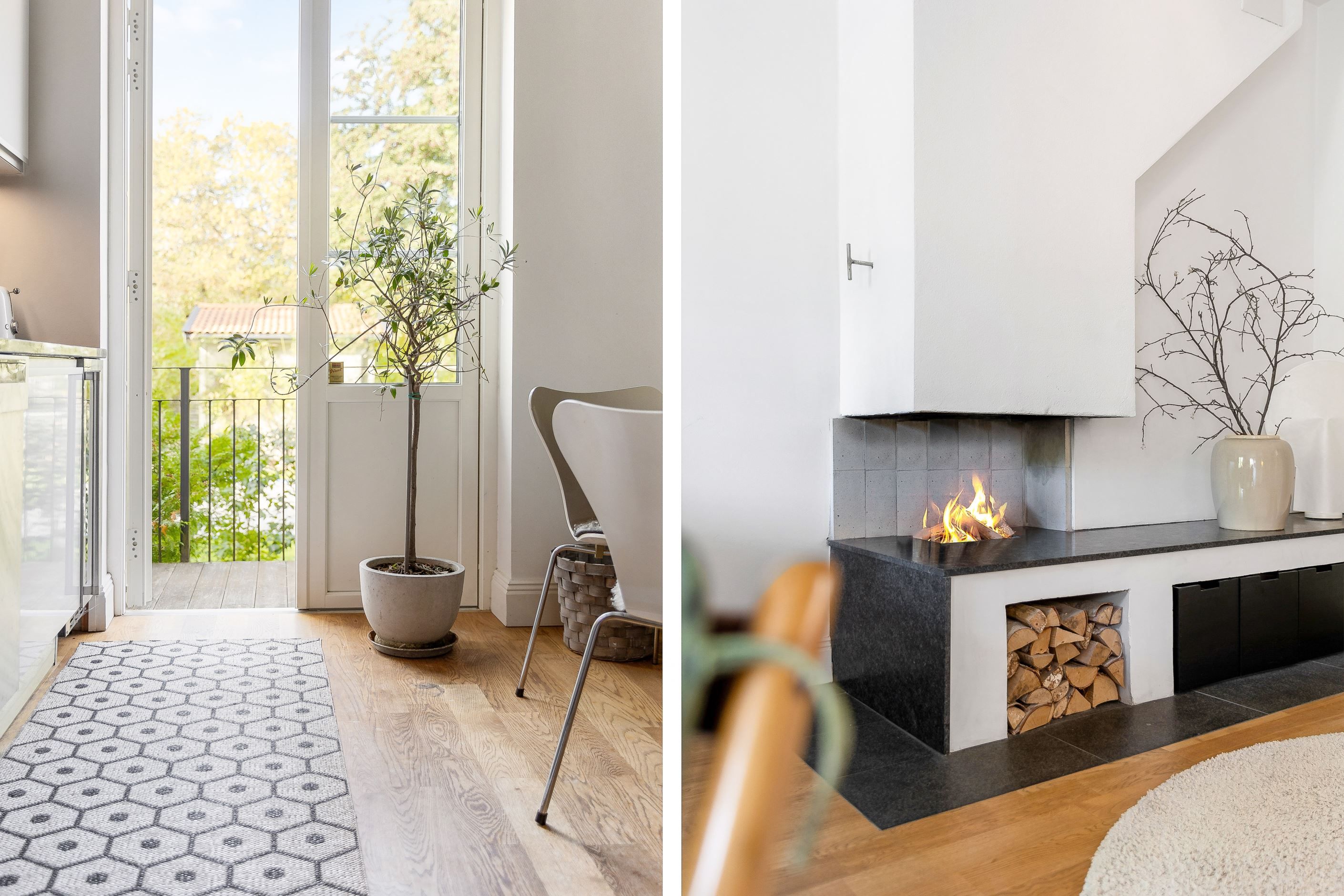 Stilfull etagelägenhet med såväl uteplats som eldstad - bekymmersfritt boende med villaatmosfär!