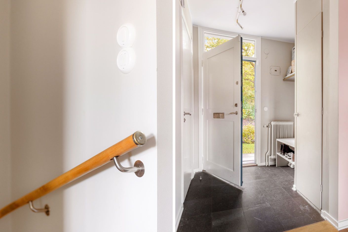 Från entrén nås den nedre våningen