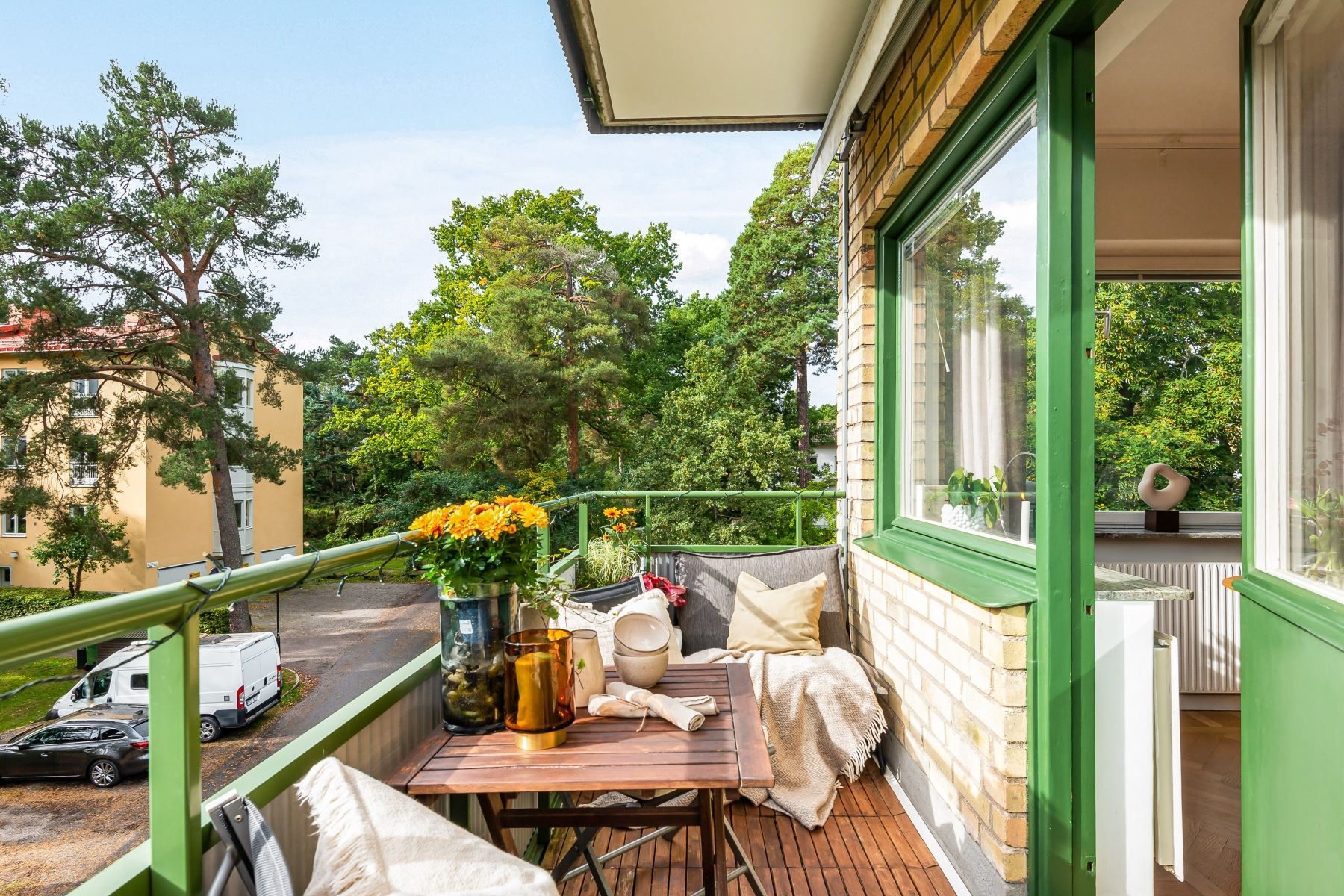 Balkong i rakt söderläge