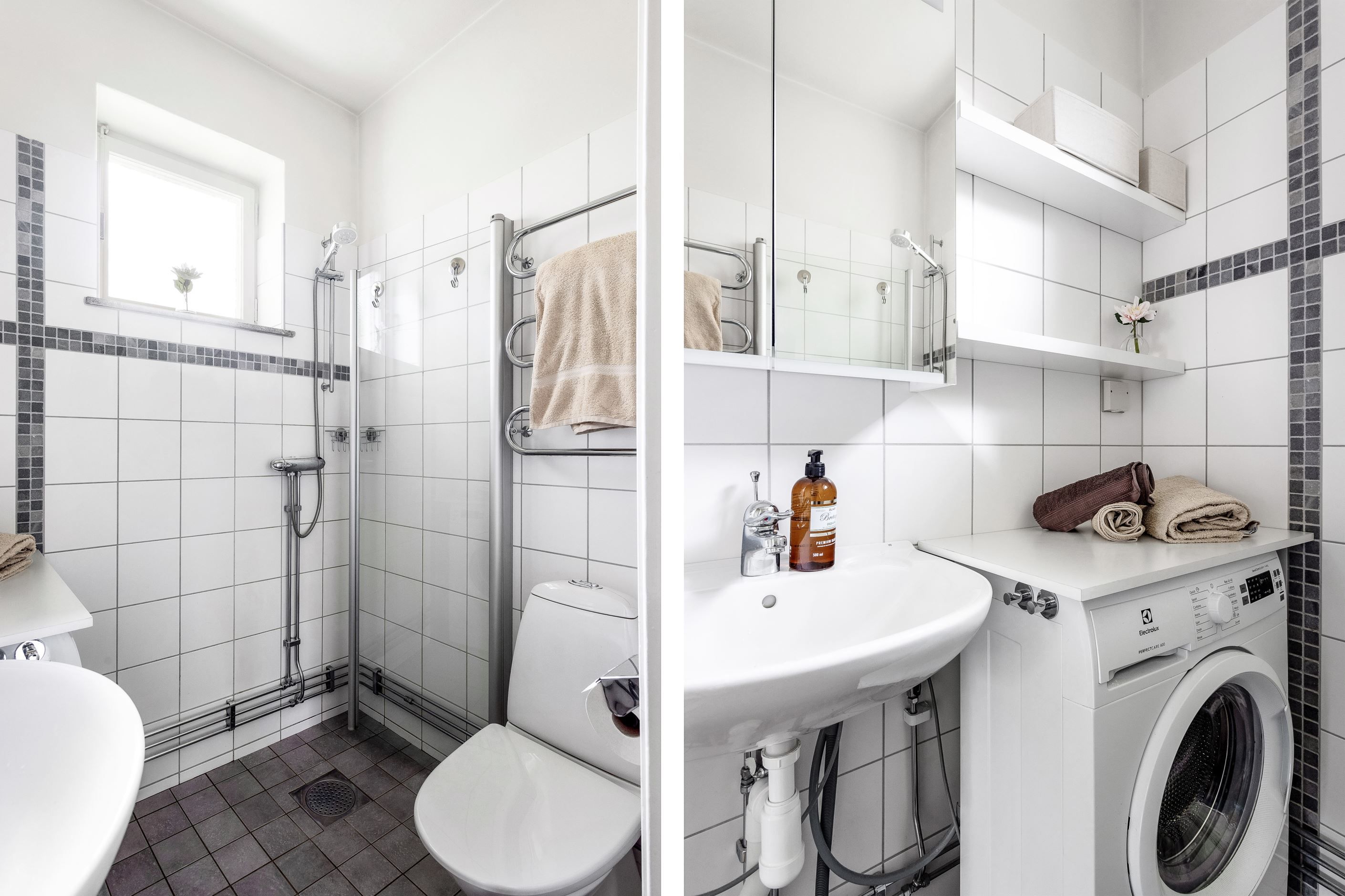 Stambytt badrum med tvättmaskin