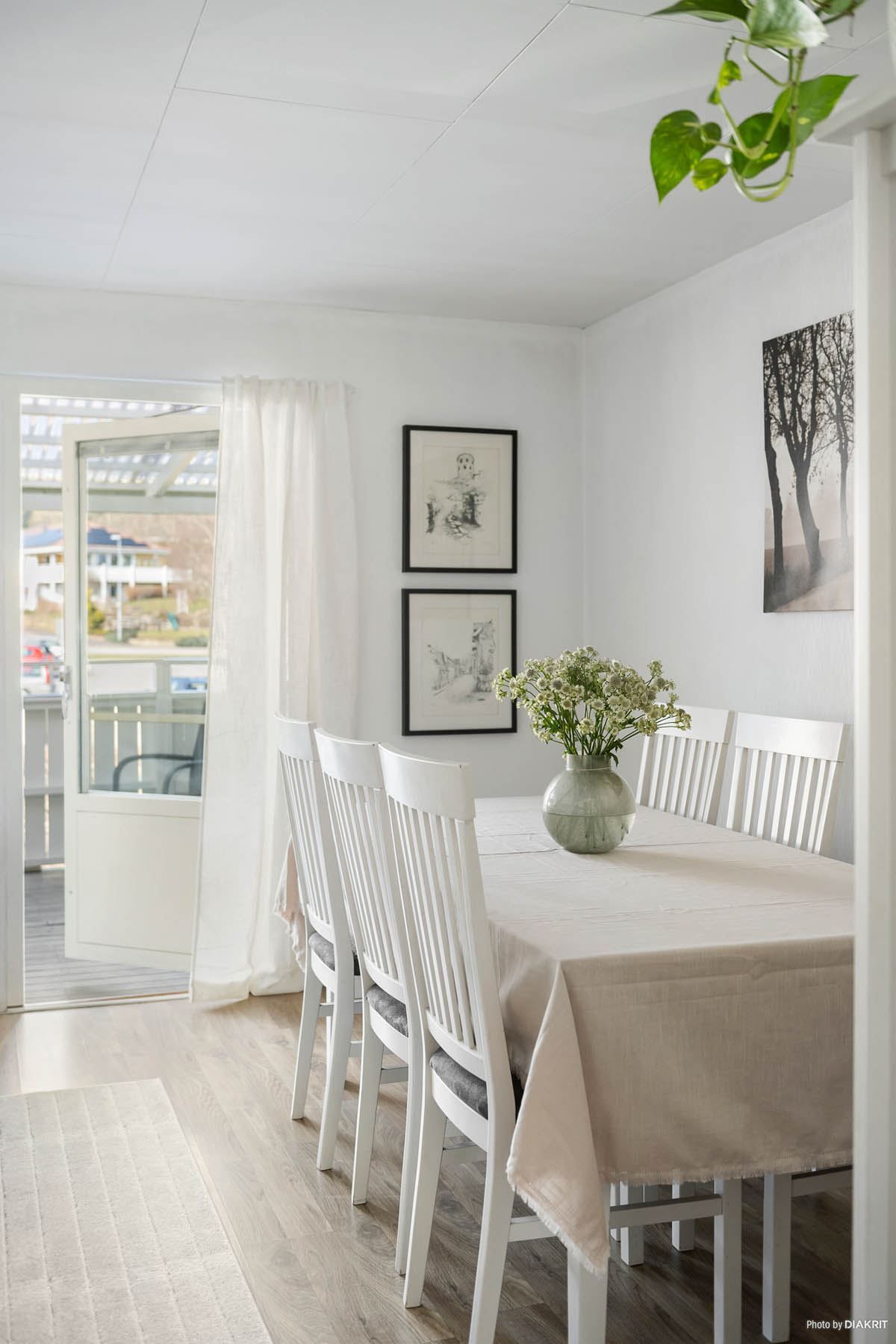 Från vardagsrummet nås altanen på baksidan.