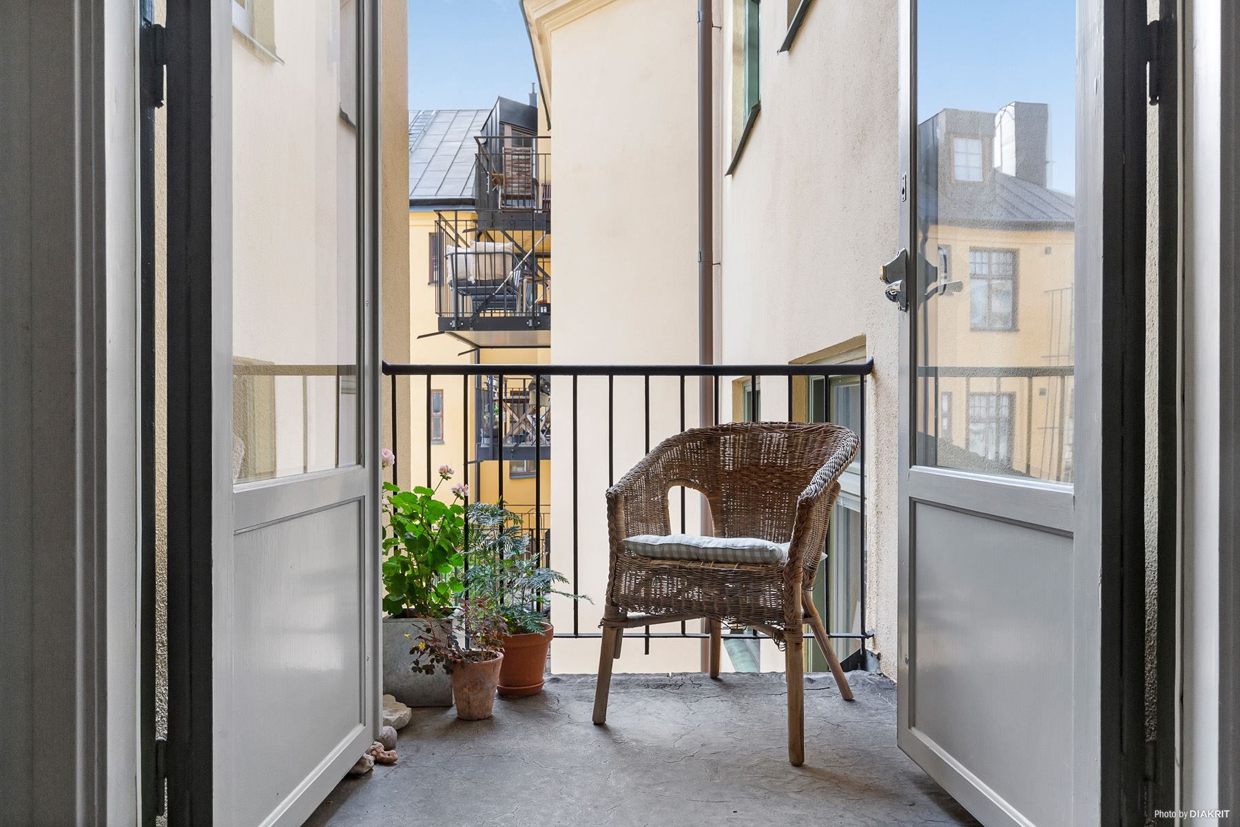 En av balkongerna i trapphuset