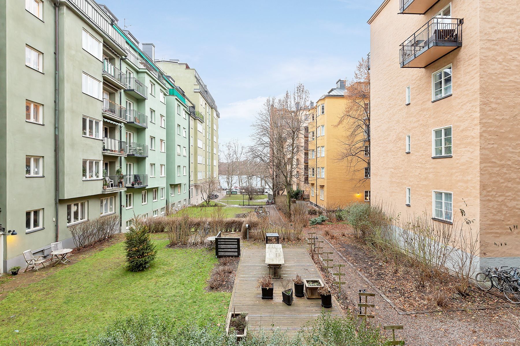 Perfekt vy mot gården och Riddarfjärden