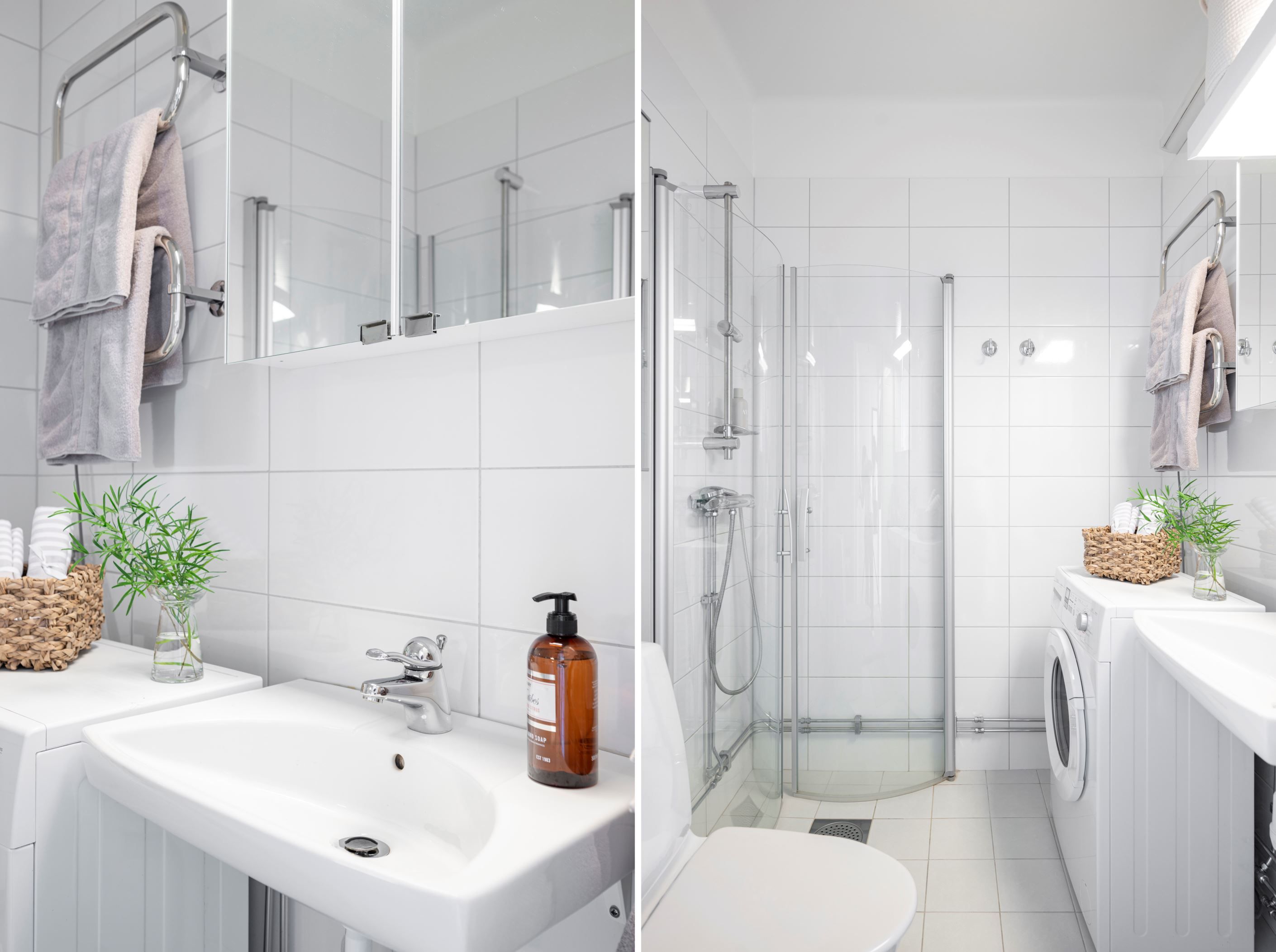 LJust och fint renoverat badrum med tvättmaskin