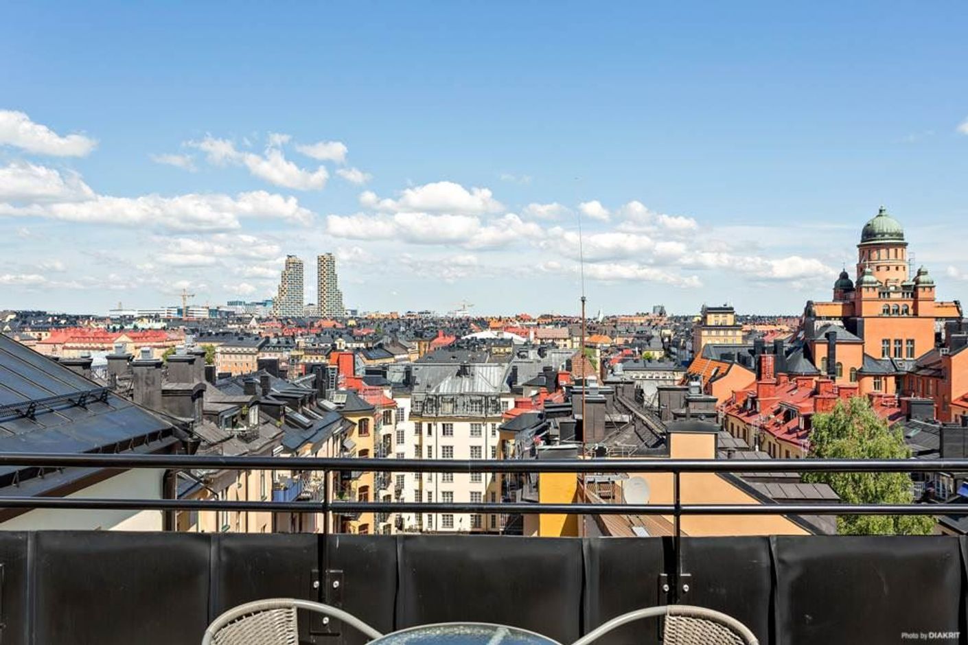 Utsikten från den gemensamma takterrassen