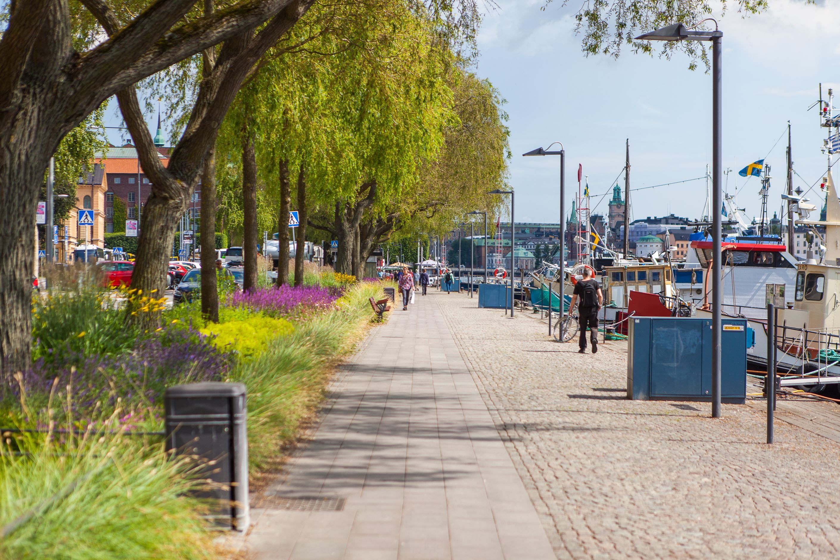 Ljuvliga promenadstråk längs Norr Mälarstrand