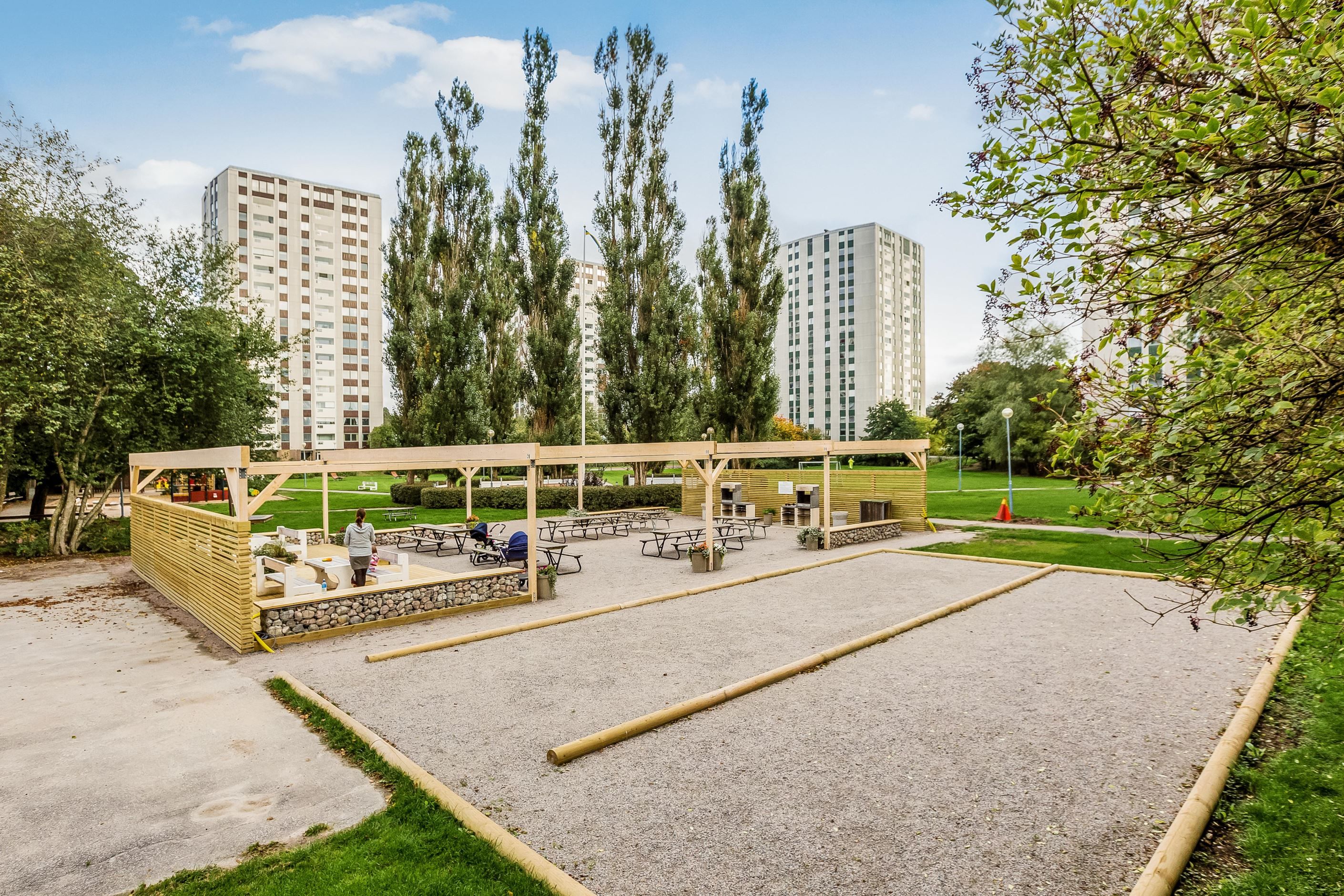 Grillplatsen och boulebanan