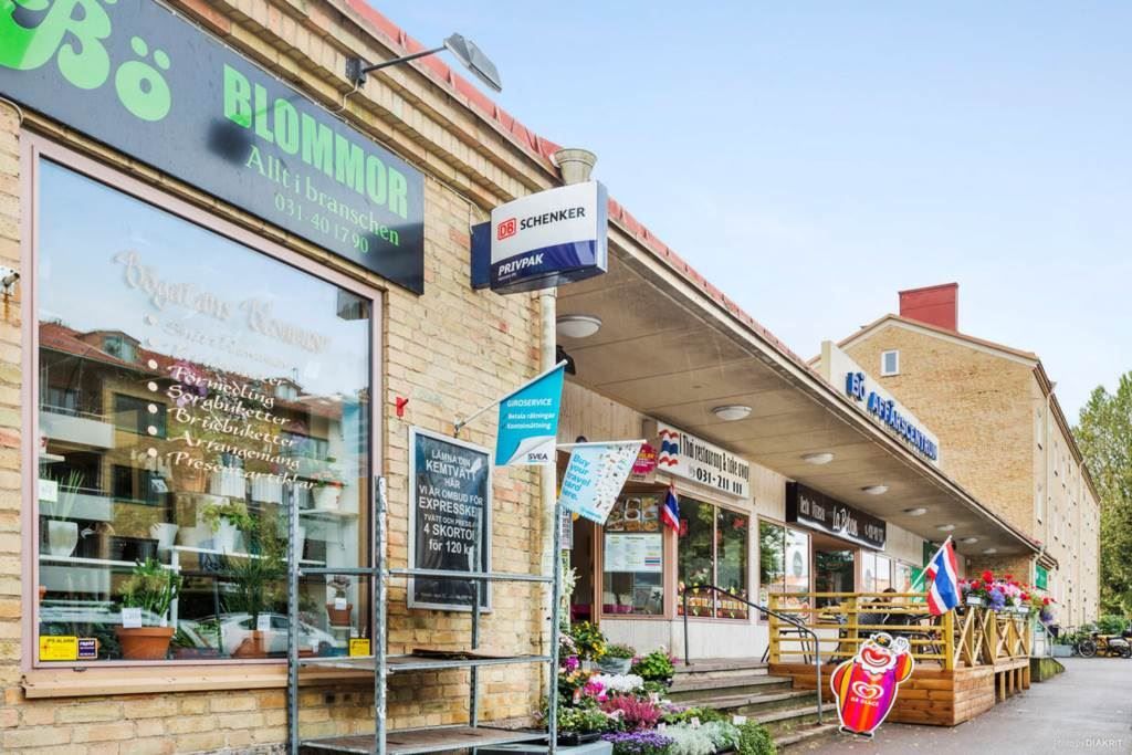 Lågupplöst Bö affärscentrum ett stenkast bort