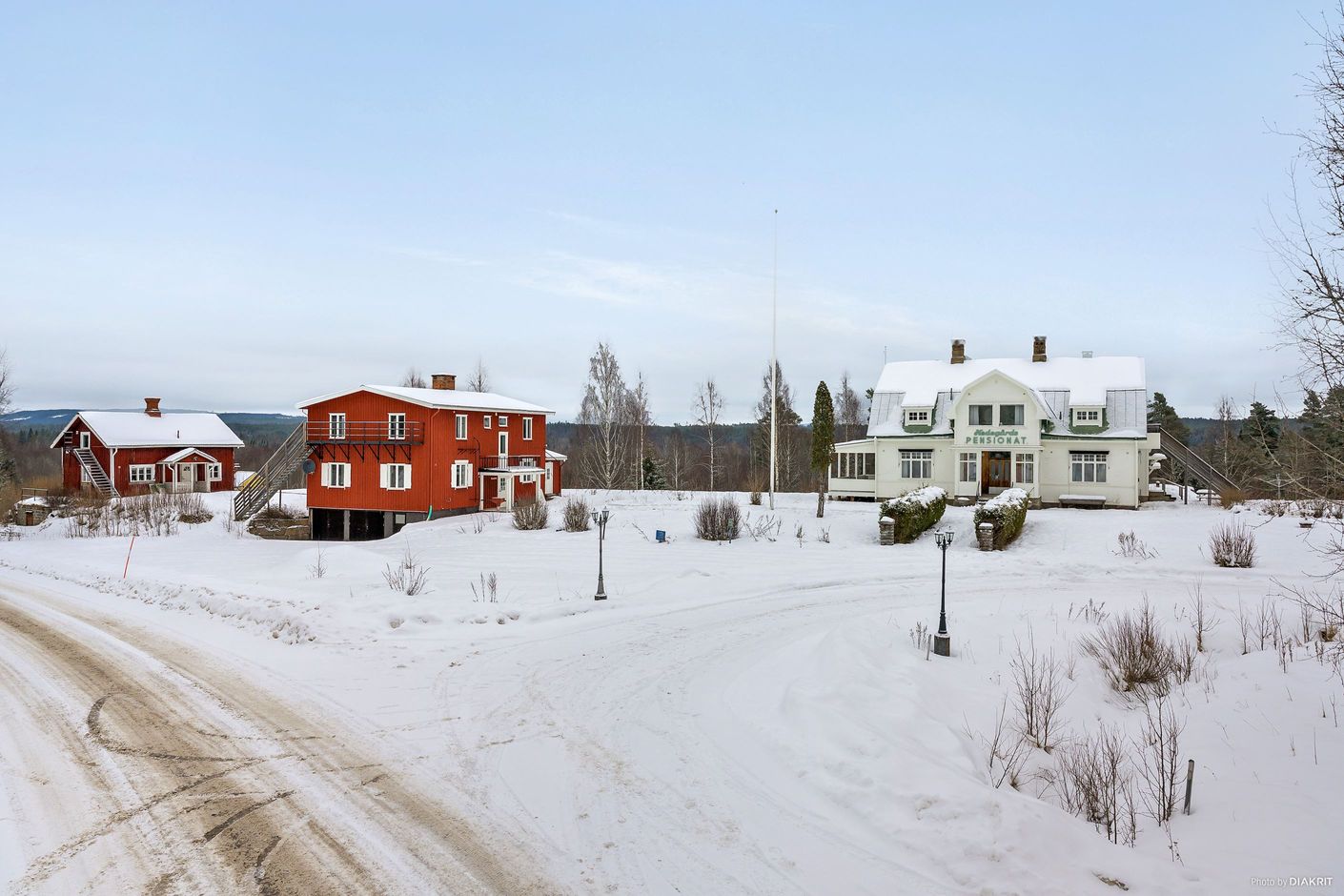 Översiktsbild över Pensionatet, Skansgården och Lillgården