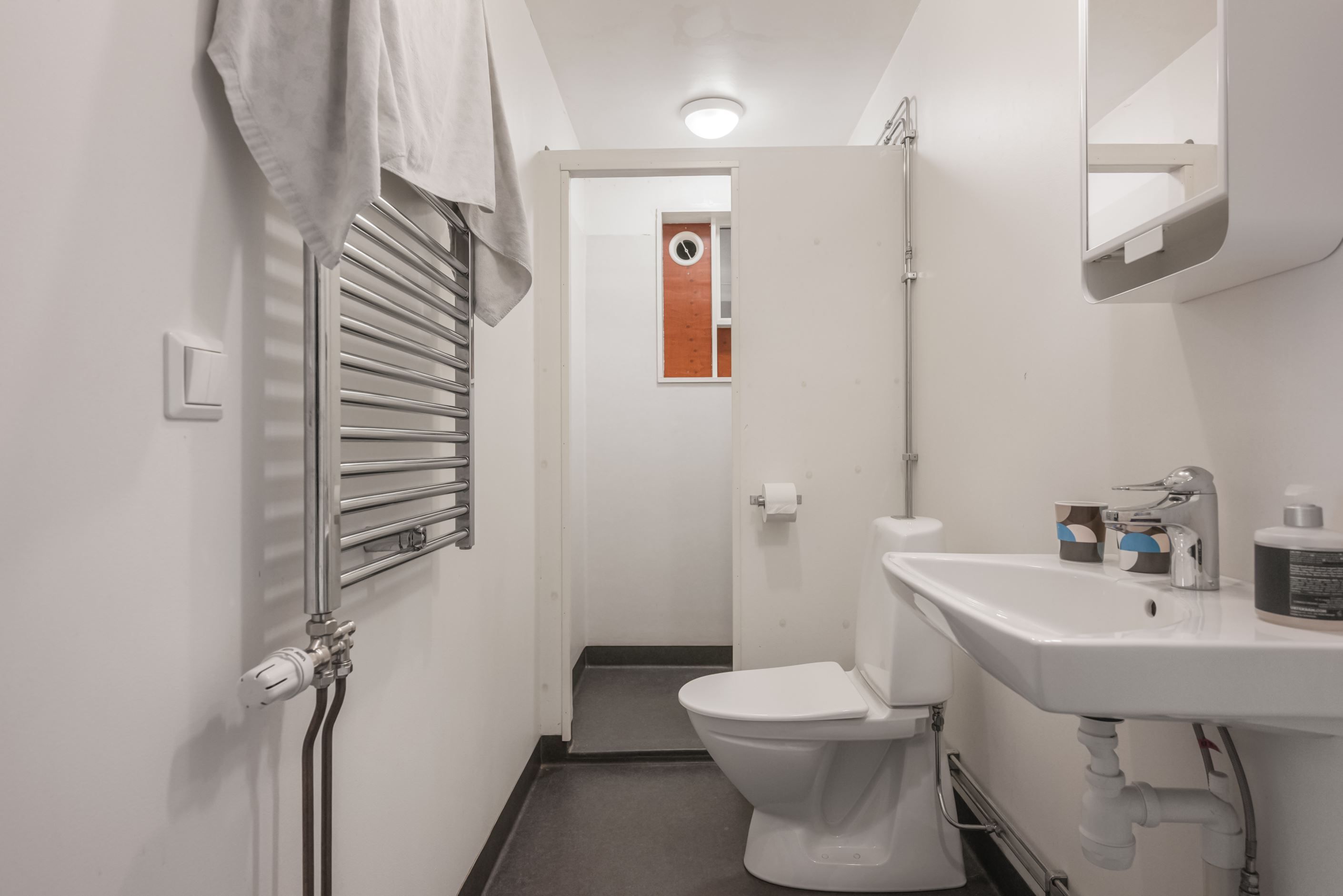 Badrum med dusch (östra lägenheten)