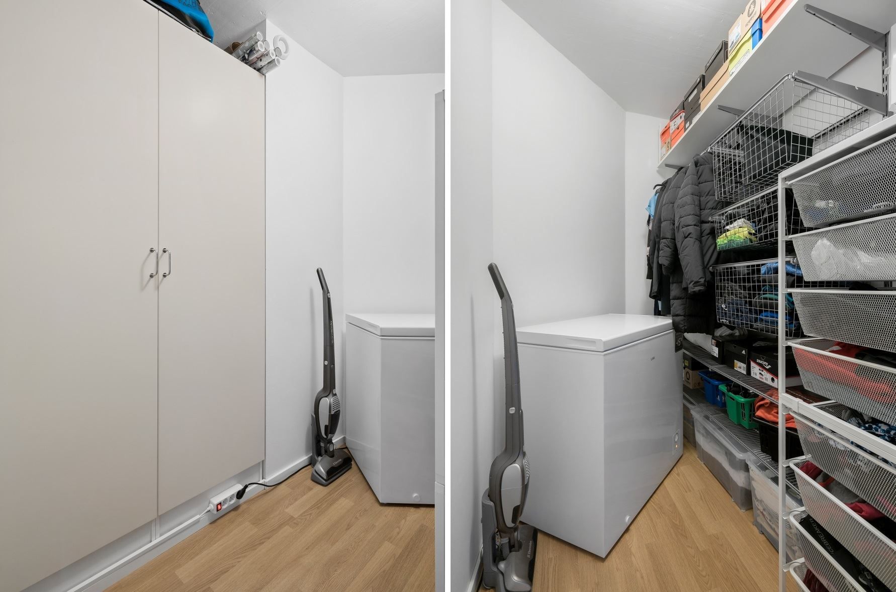 Rymlig klädkammare med stora garderober