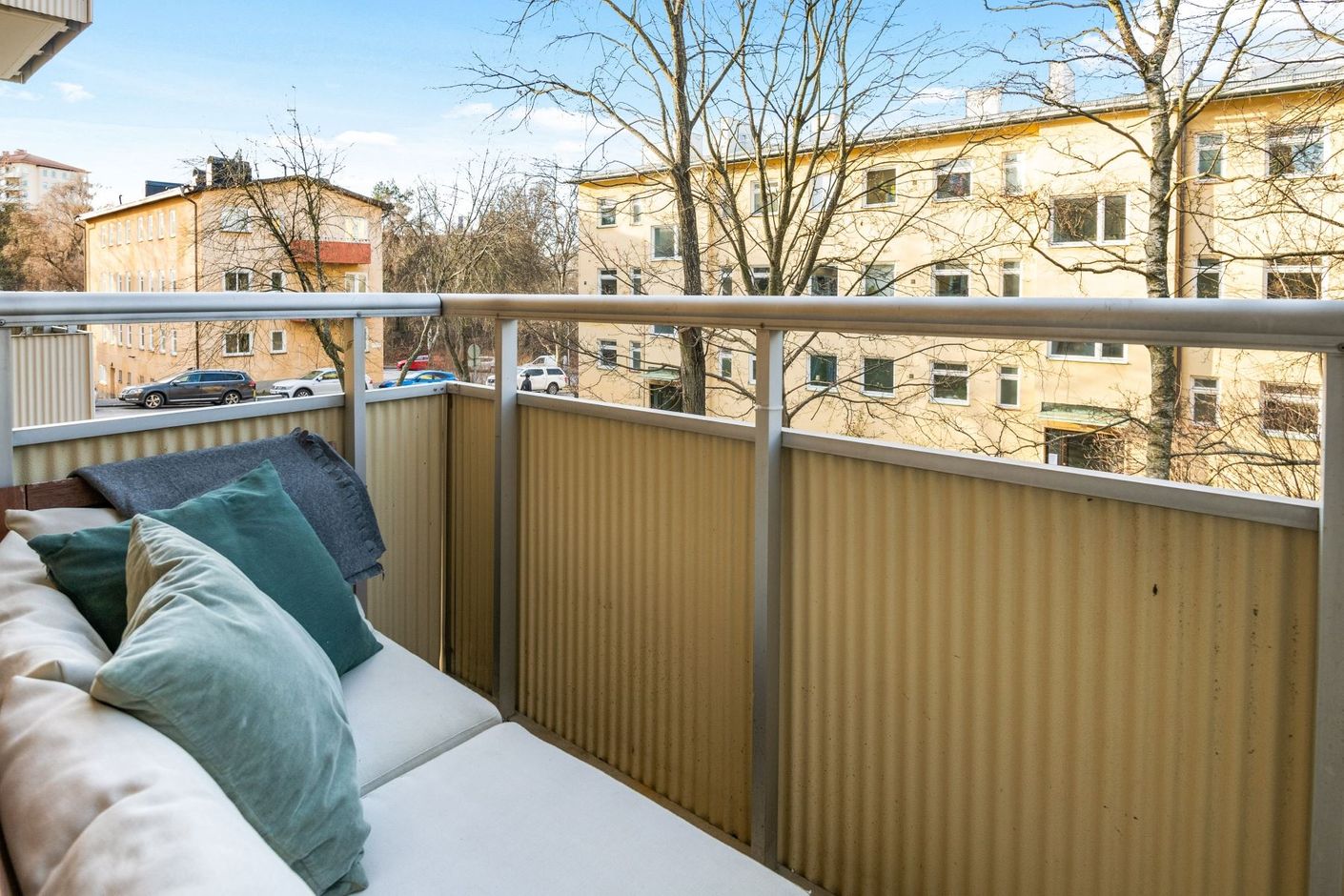 Trevlig balkong i högt läge