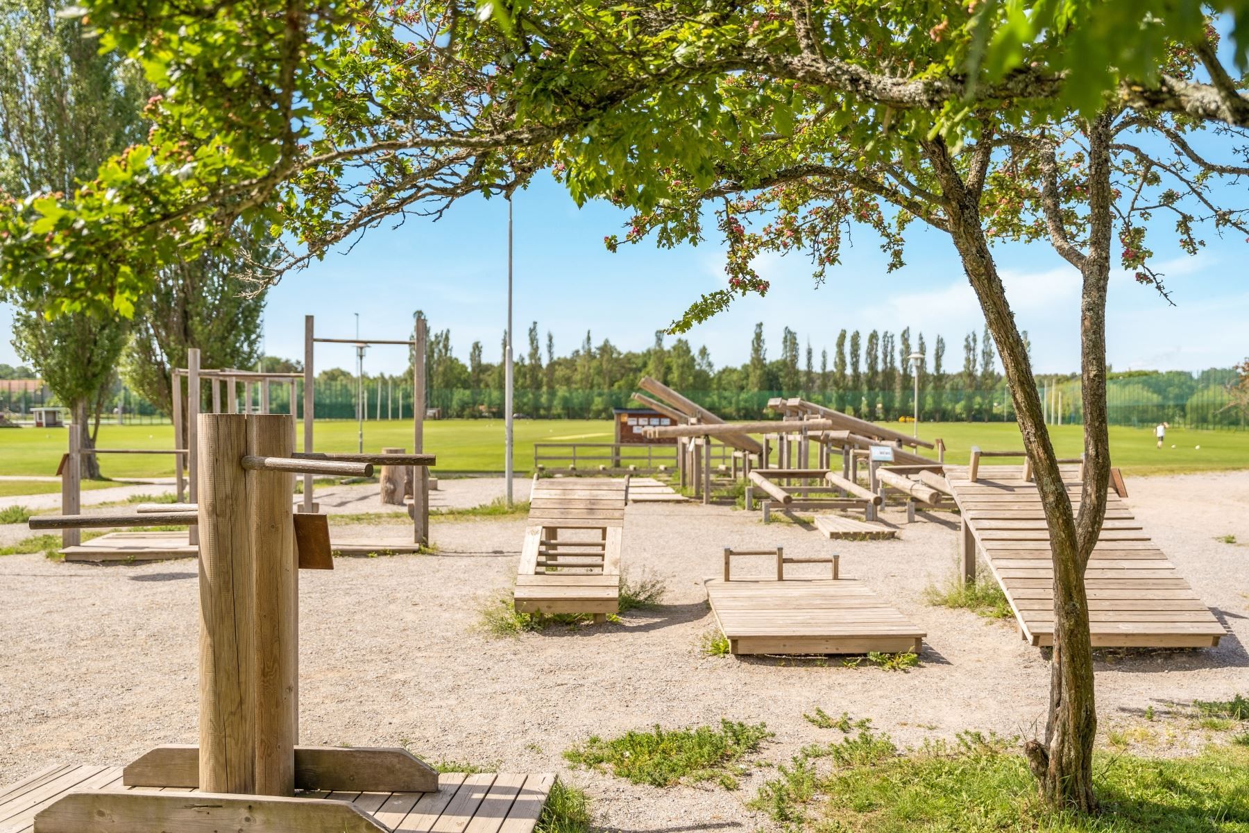 Skarpnäcks utegym intill bollplanen