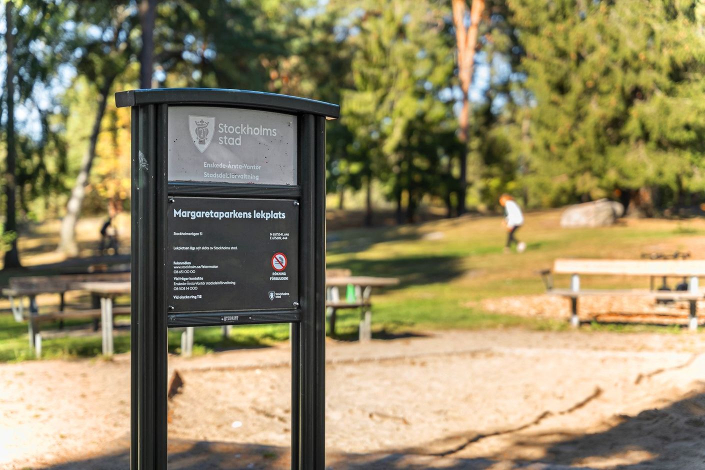 I Margaretaparken finns en grönskande lekplats