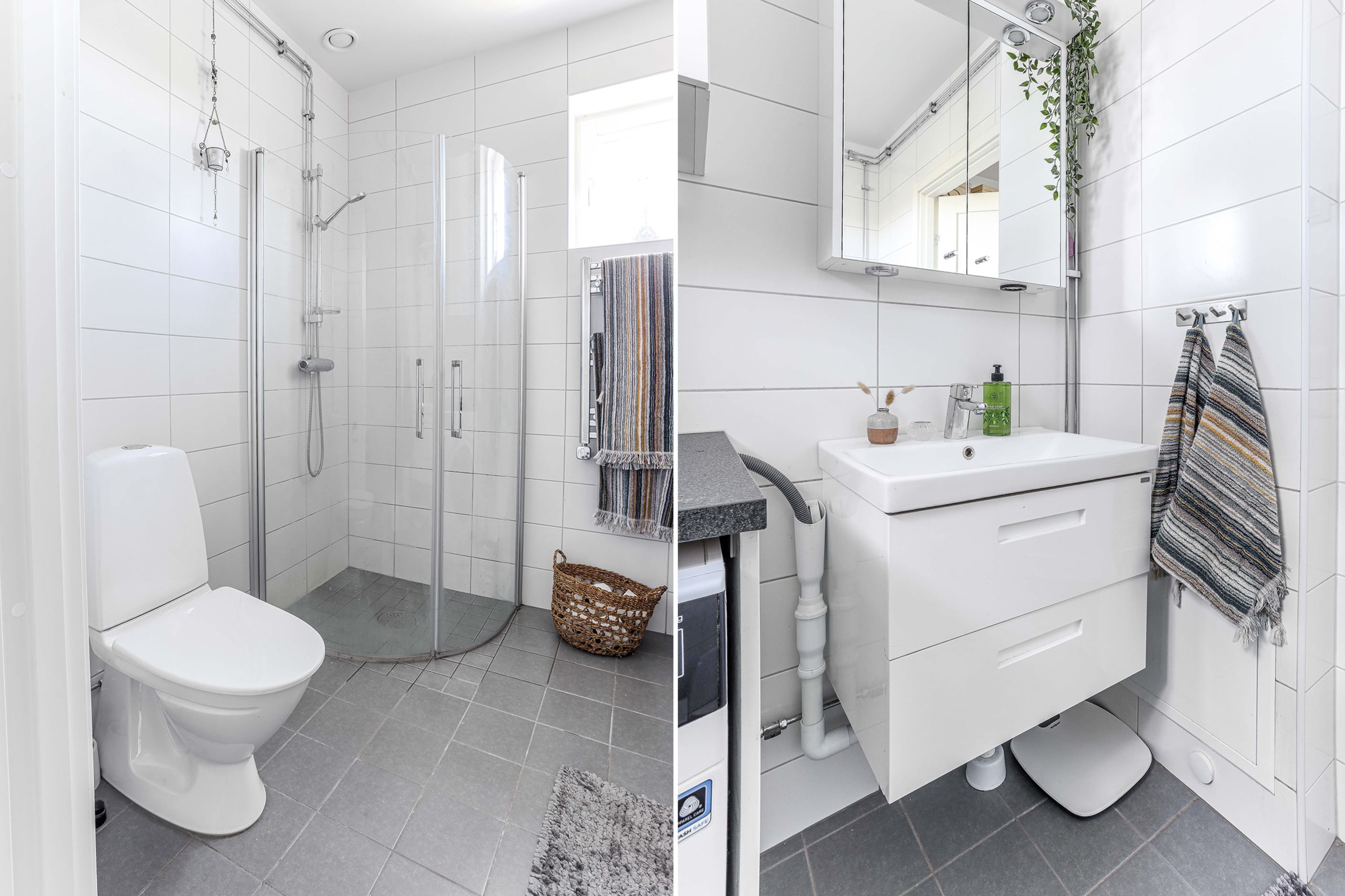 Wc med dusch och tvättmaskin