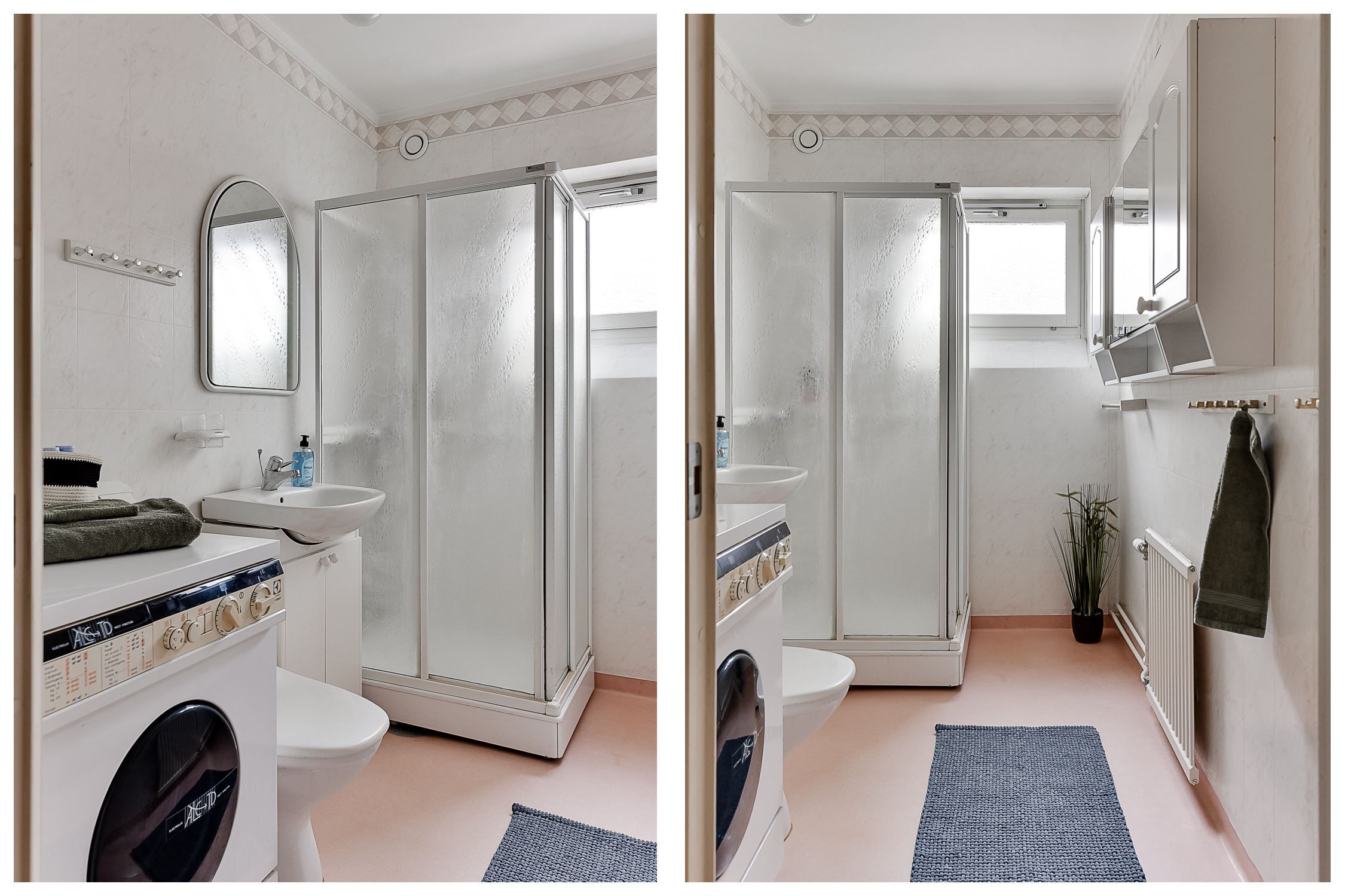 Duschrum med tvättmaskin