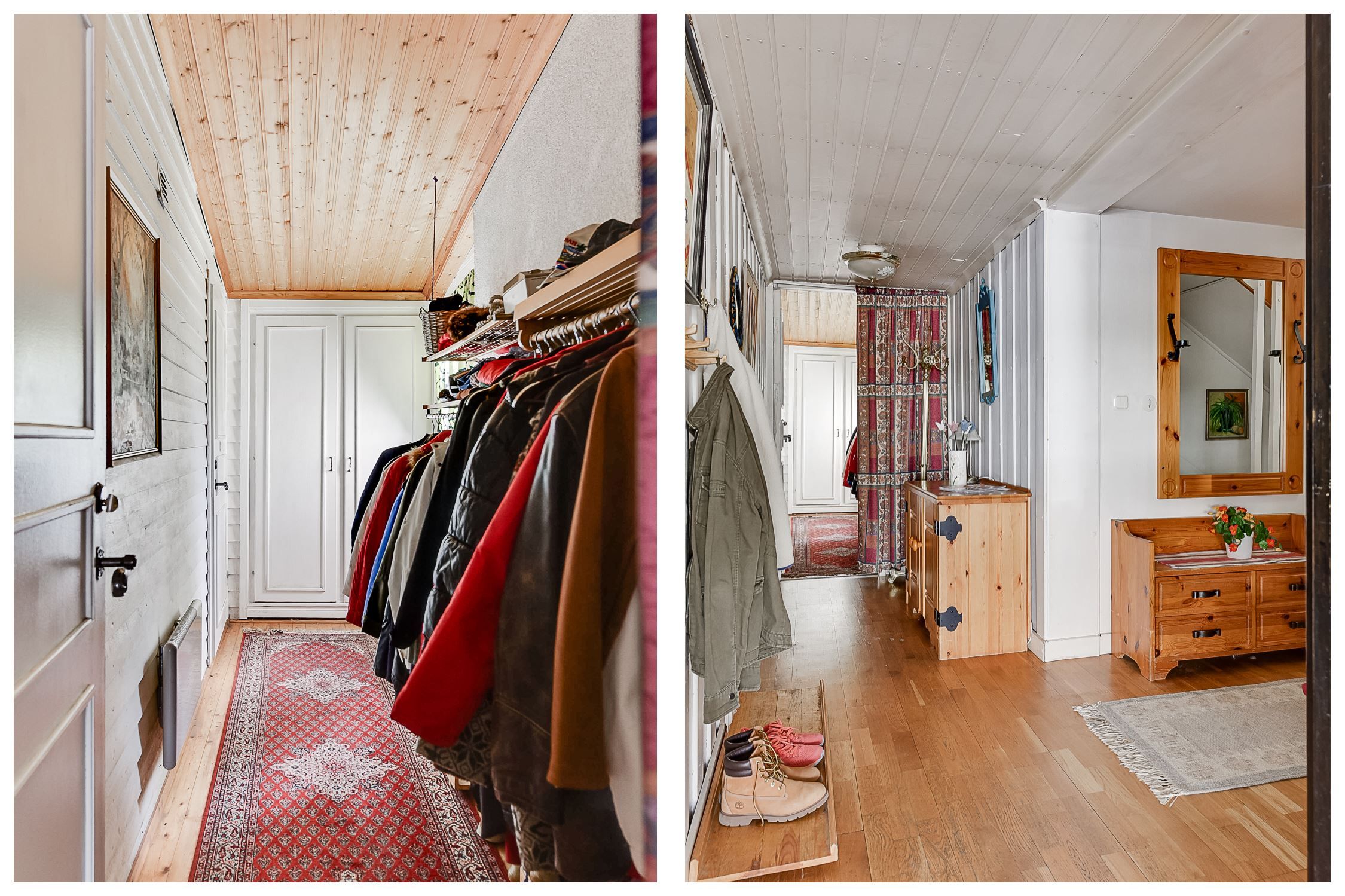 Rymlig hall med plats för ytterkläder och skor