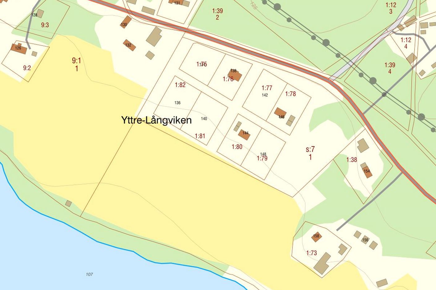 Fastighetskarta Yttre-långviken 134 och Yttre-långviken 142