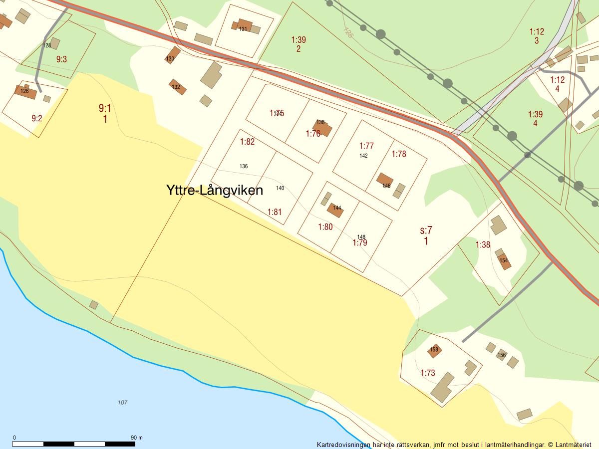Fastighetskarta Yttre-långviken 134 och Yttre-långviken 142