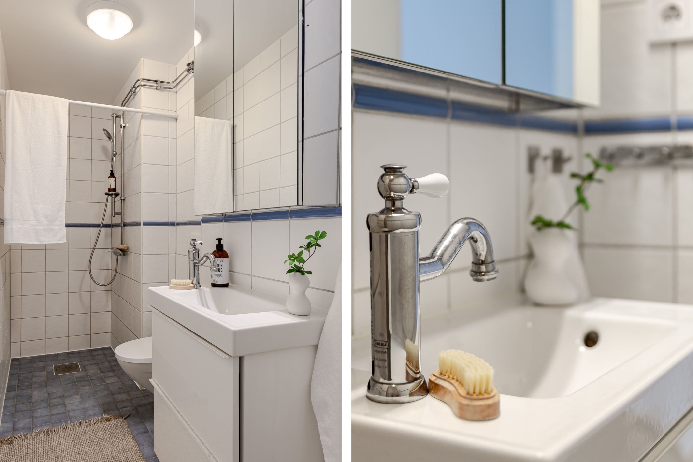 Helkaklat fint badrum.