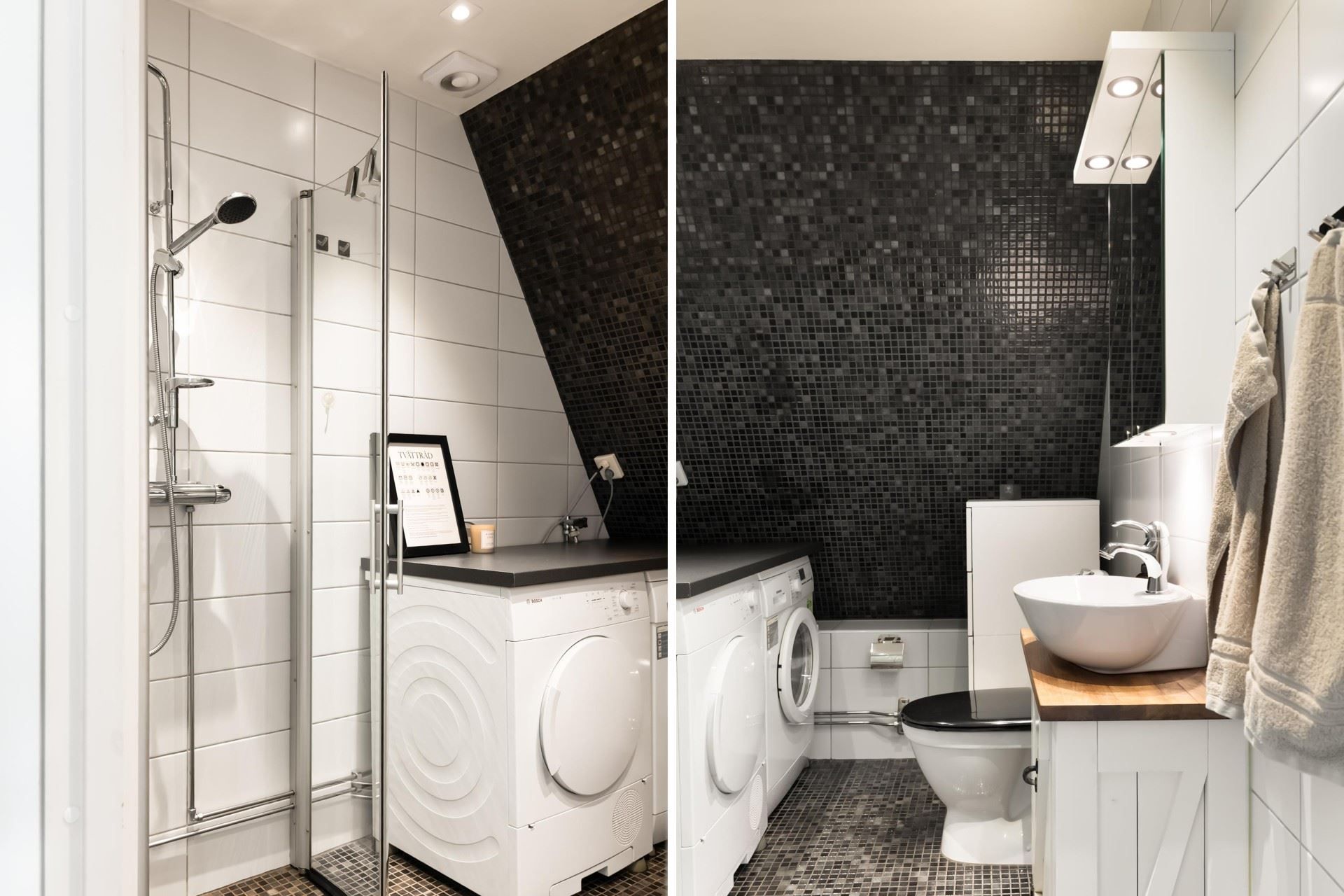 Badrum med tvättdel.