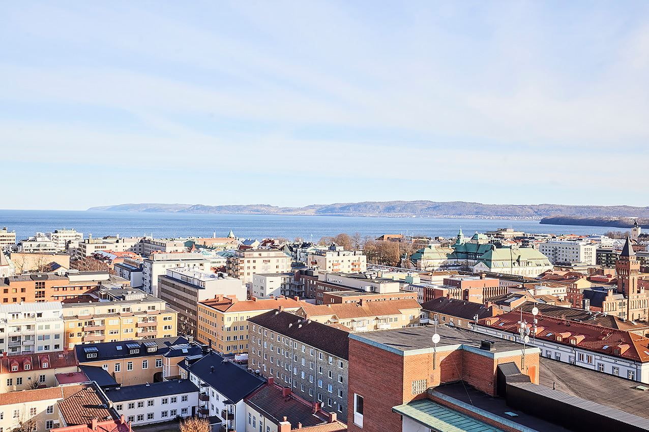 Utsikt från föreningens gemensamma takterrass