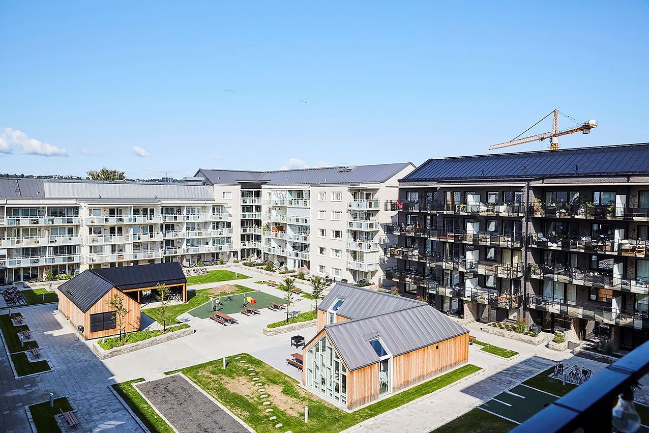 Utsikt från föreningens gemensamma takterrass