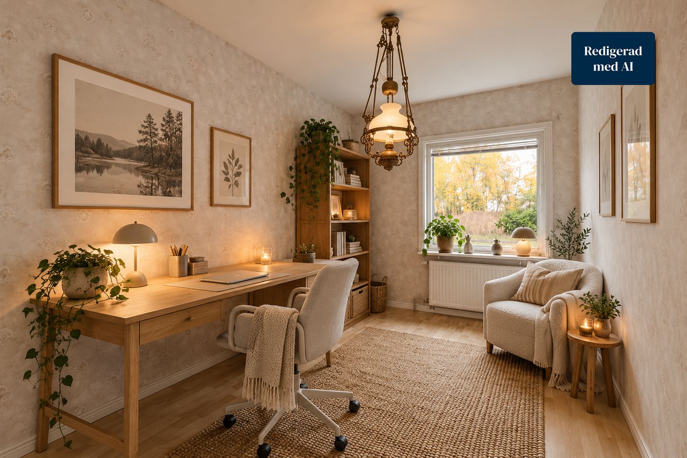 Gånglåten 27 arbetsrum AI stylad bild