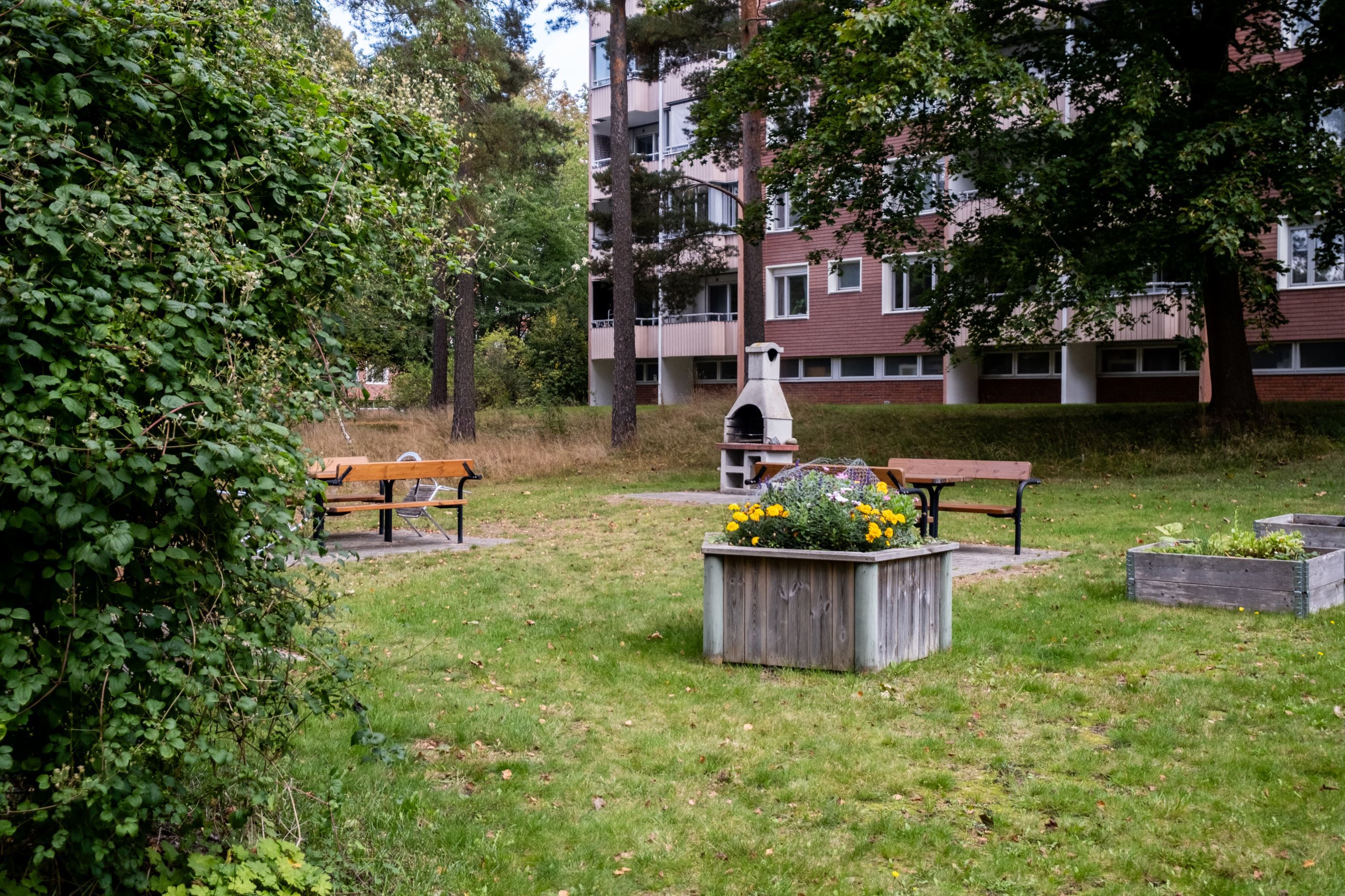 Trivsamma innergårdar med grillplatser