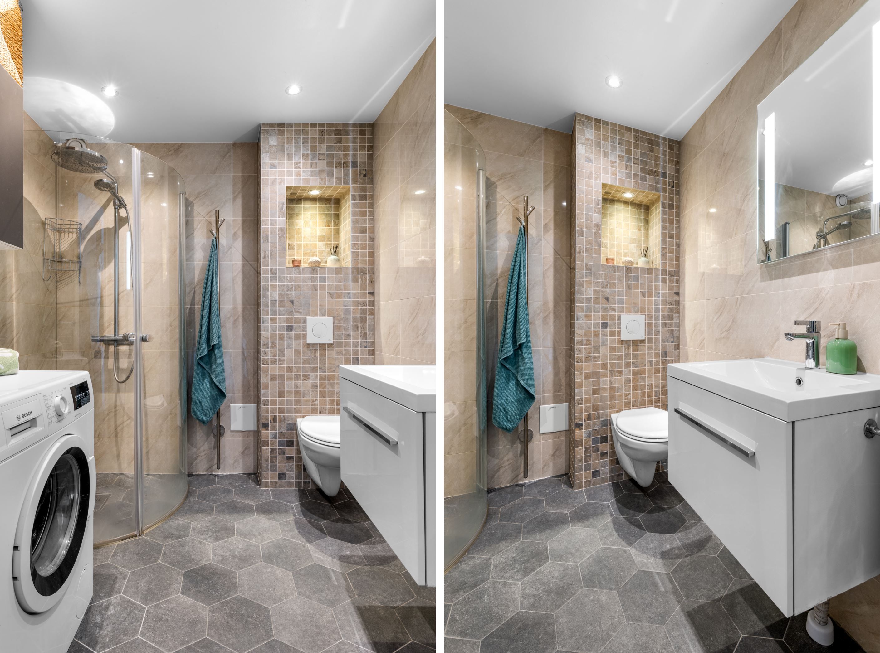 Badrum och tvättrum.