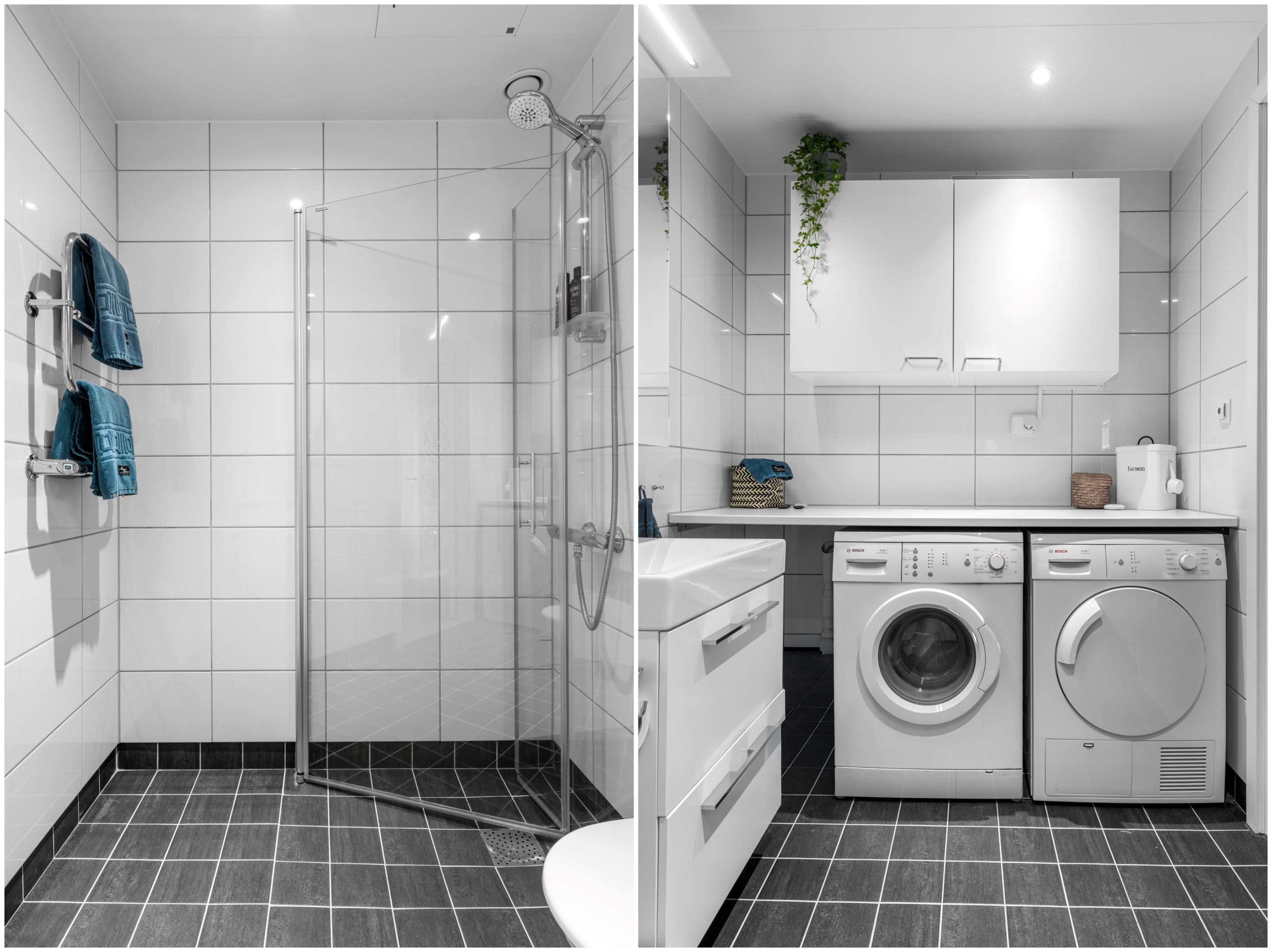 Badrum och tvättrum.