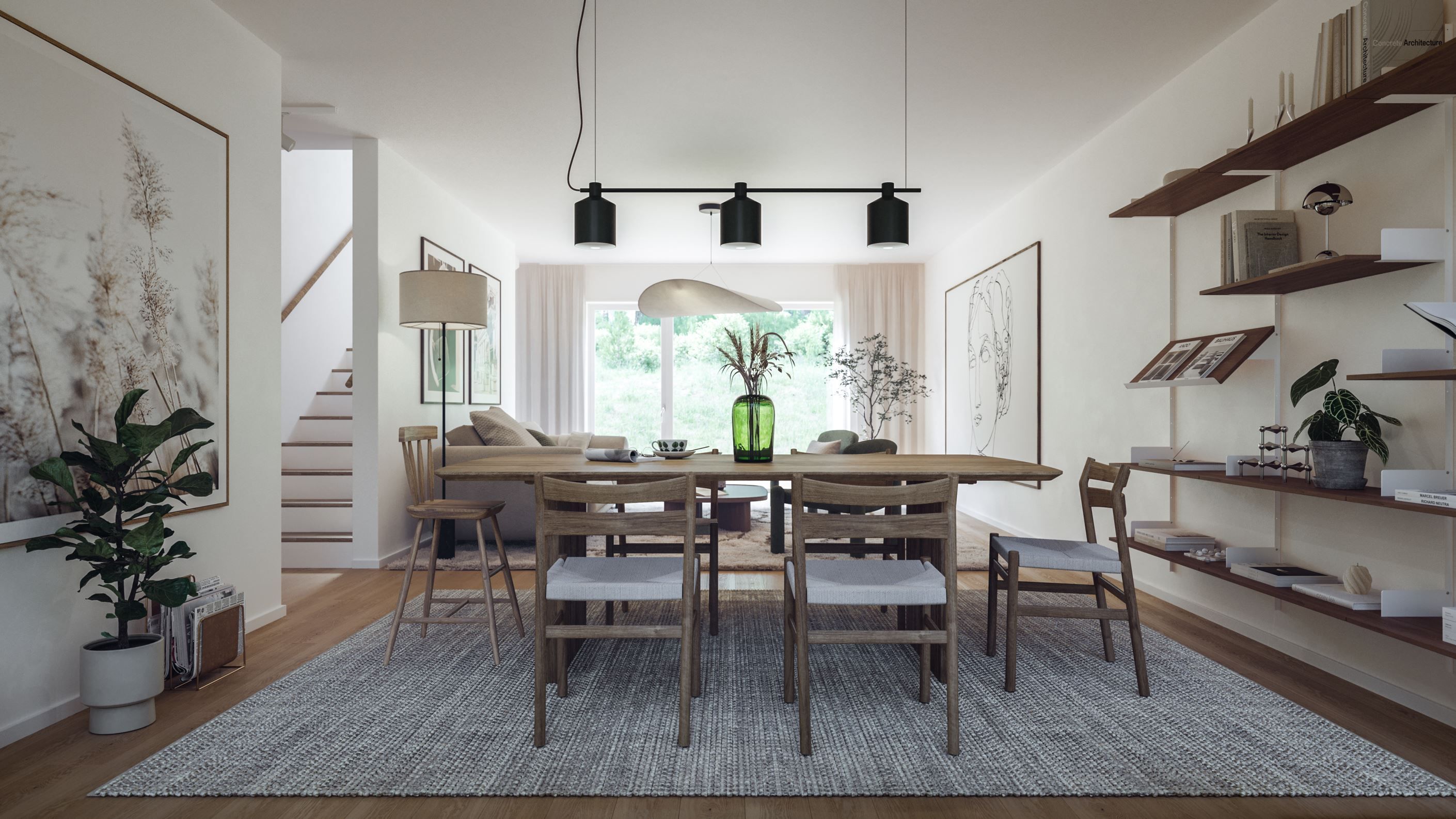 Öppen planlösning (renderingsbild)