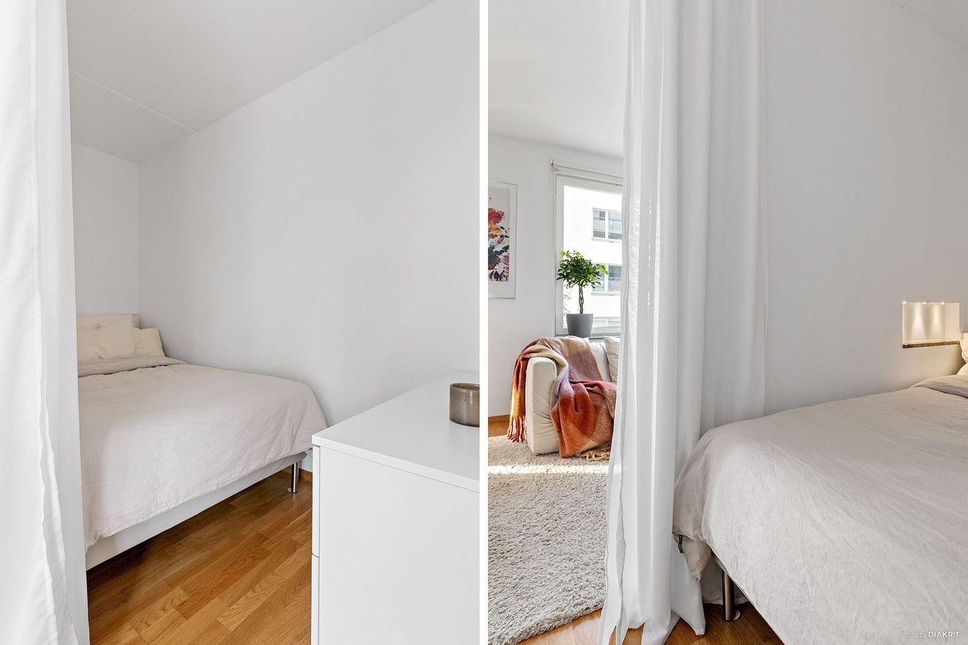 Alkov med plats för säng