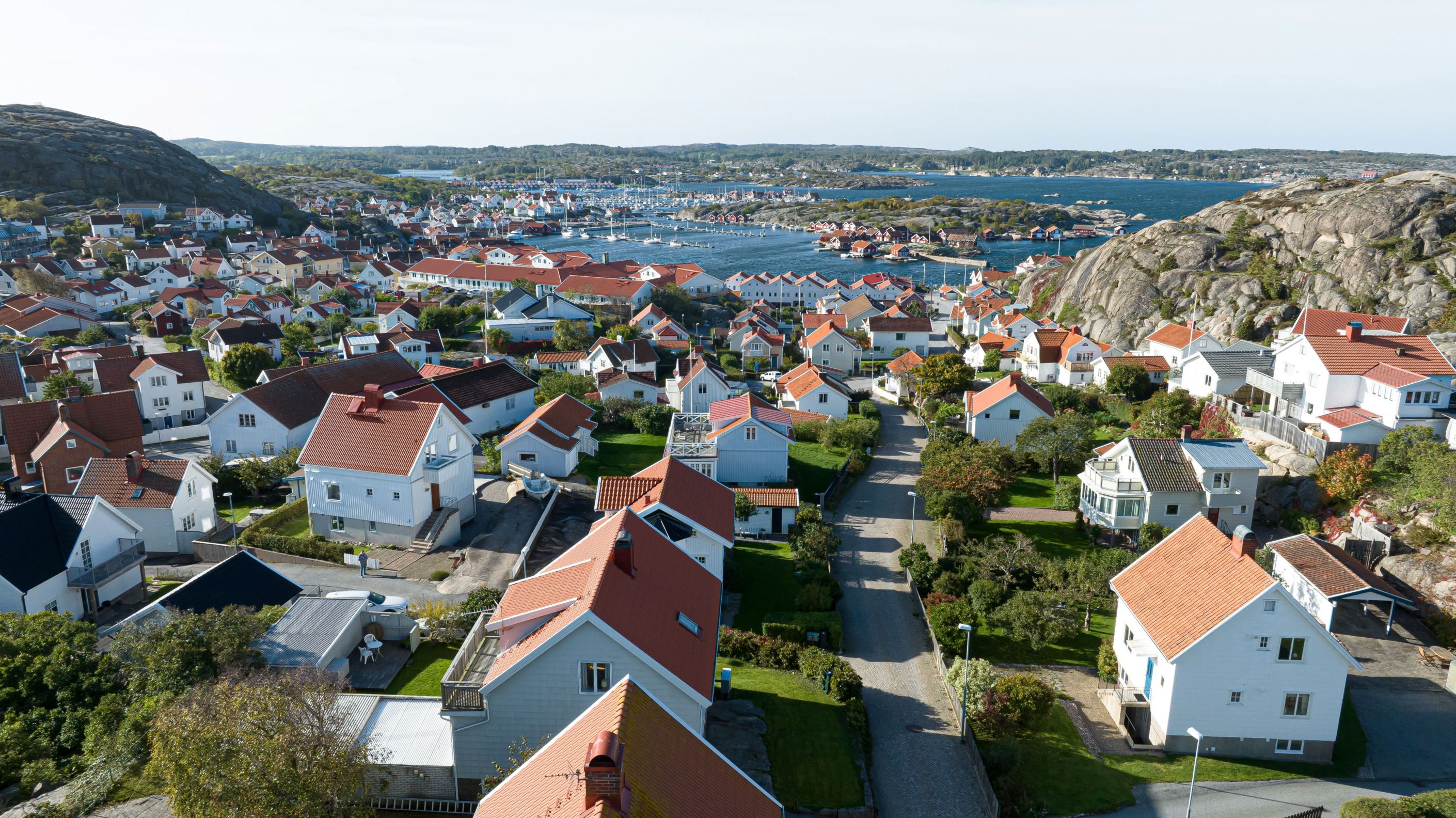 Flygbild över hus och område