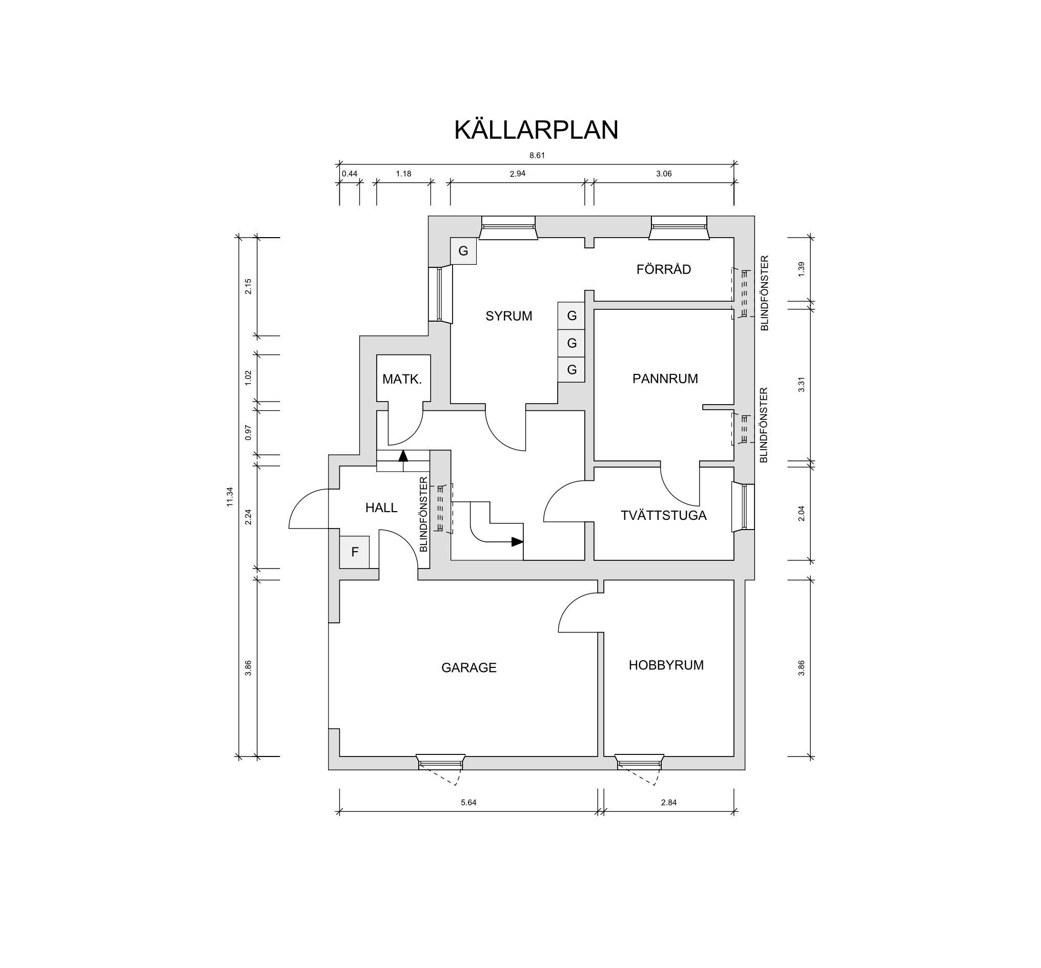 Planskiss källarplan (uppritad av säljaren)
