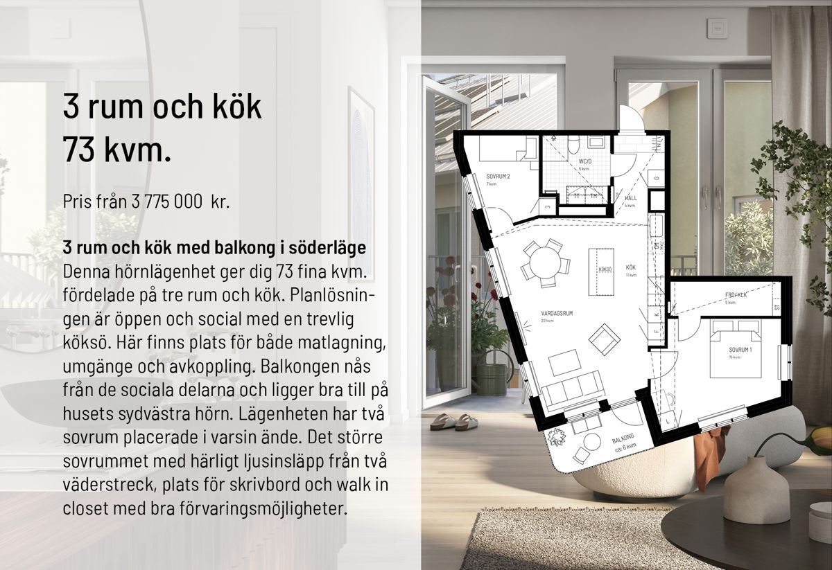 3 rok 73 kvm