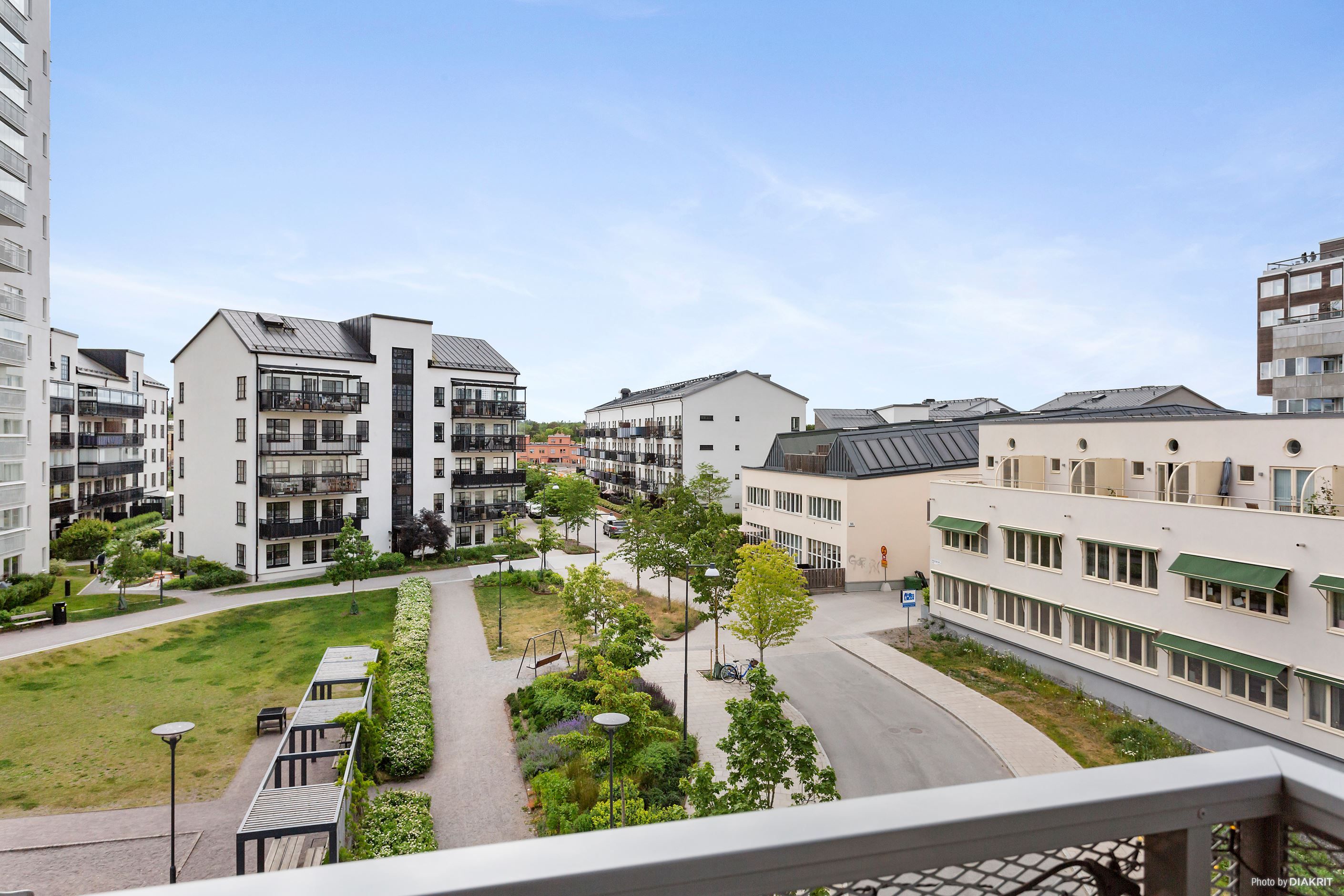 Balkongutsikt över park